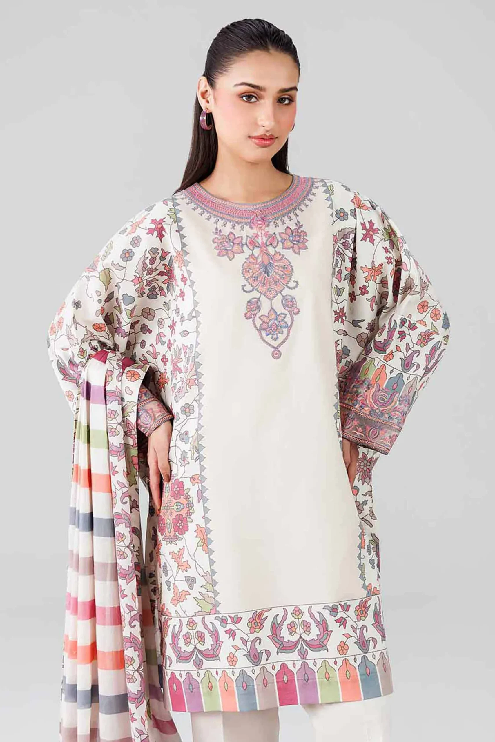 3 Piece - Digital Printed Embroidered Suit - 42601837
