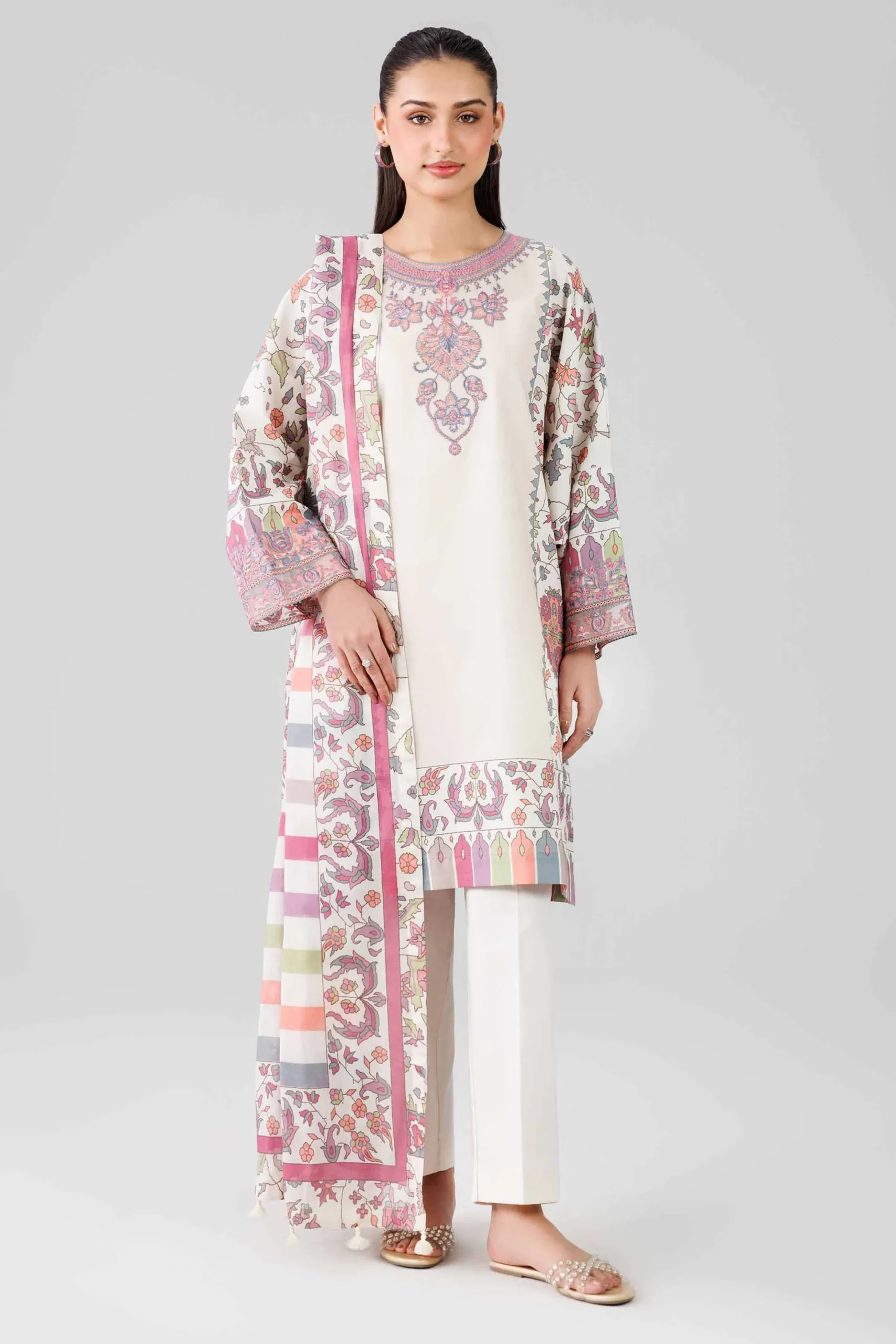 3 Piece - Digital Printed Embroidered Suit - 42601837