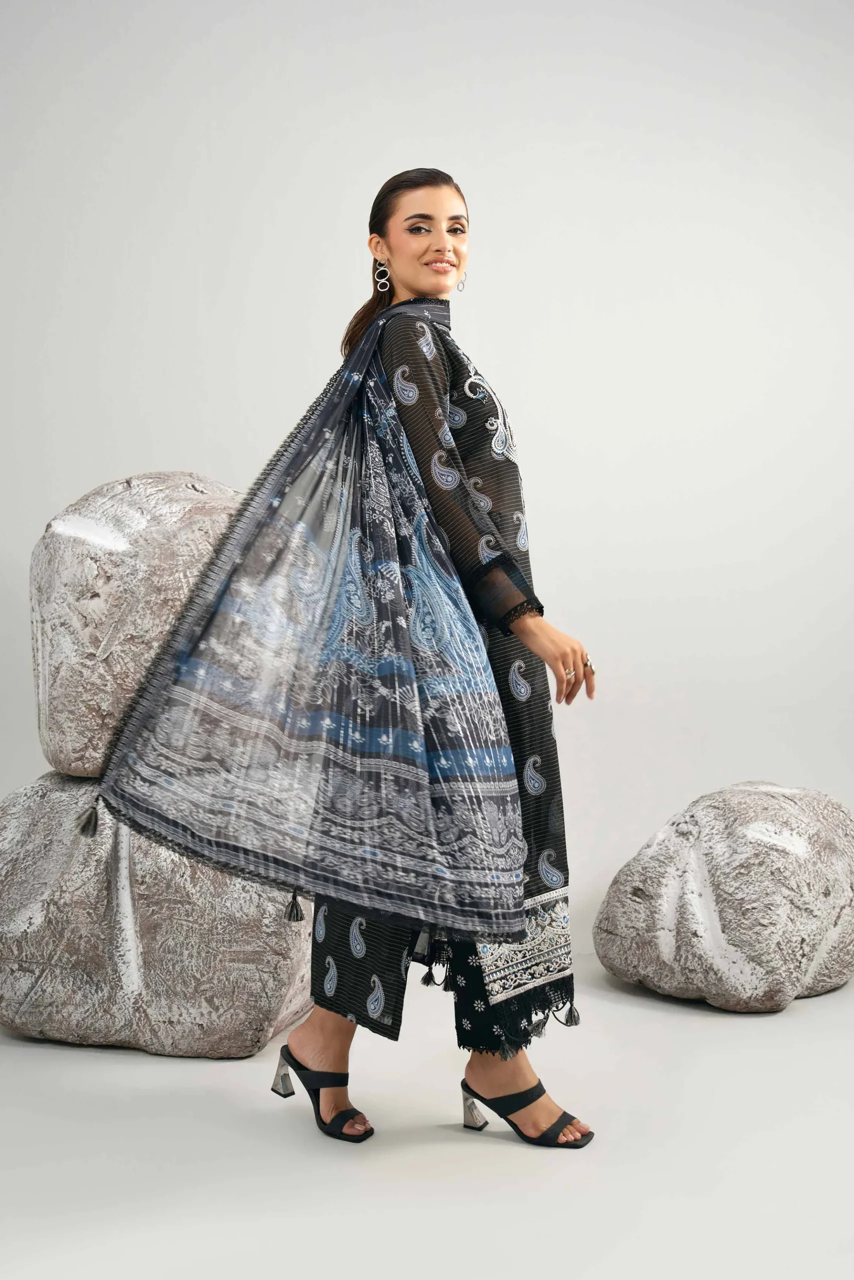 3 Piece - Digital Printed Embroidered Suit - 42502044