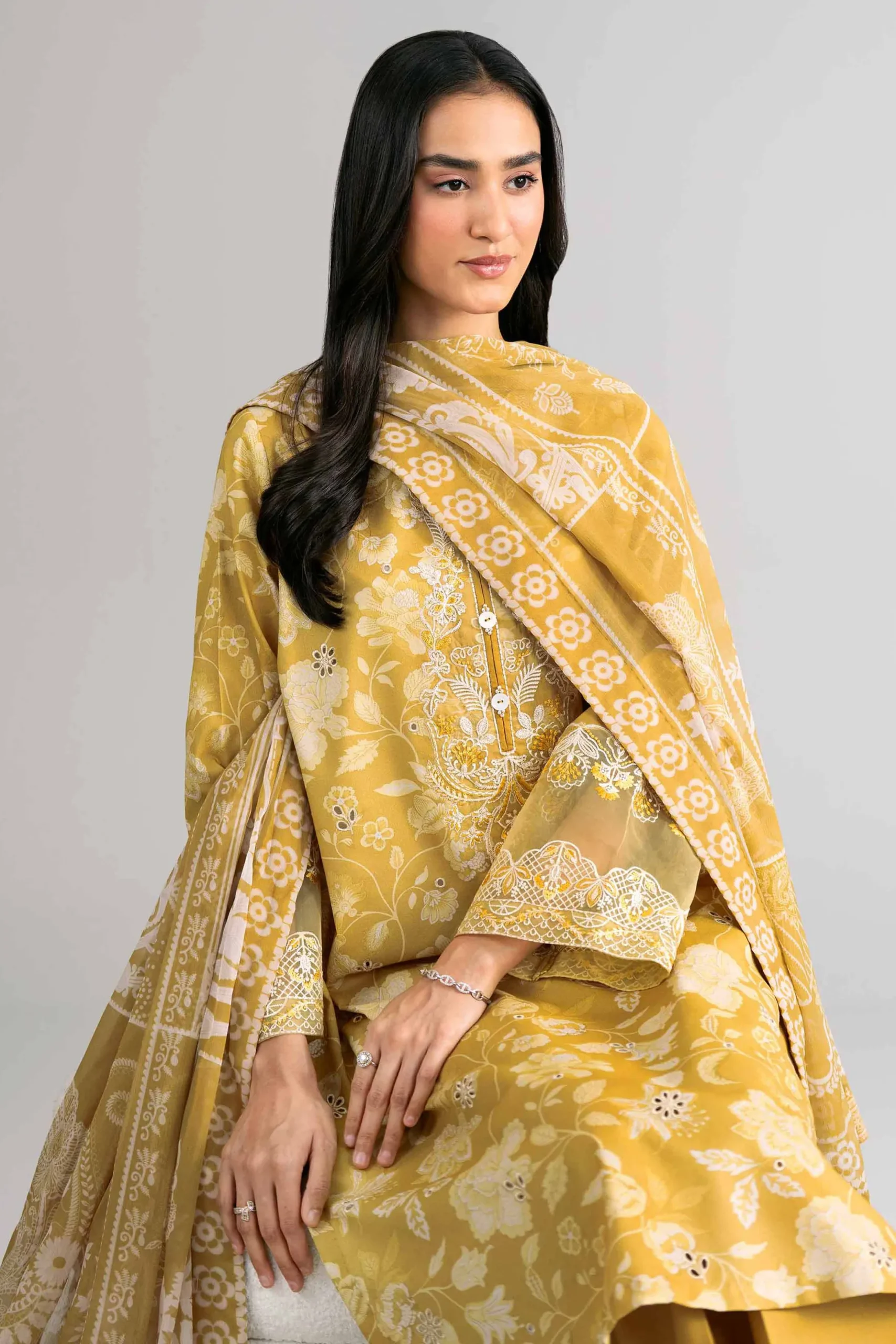 3 Piece - Digital Printed Embroidered Suit - 42601745