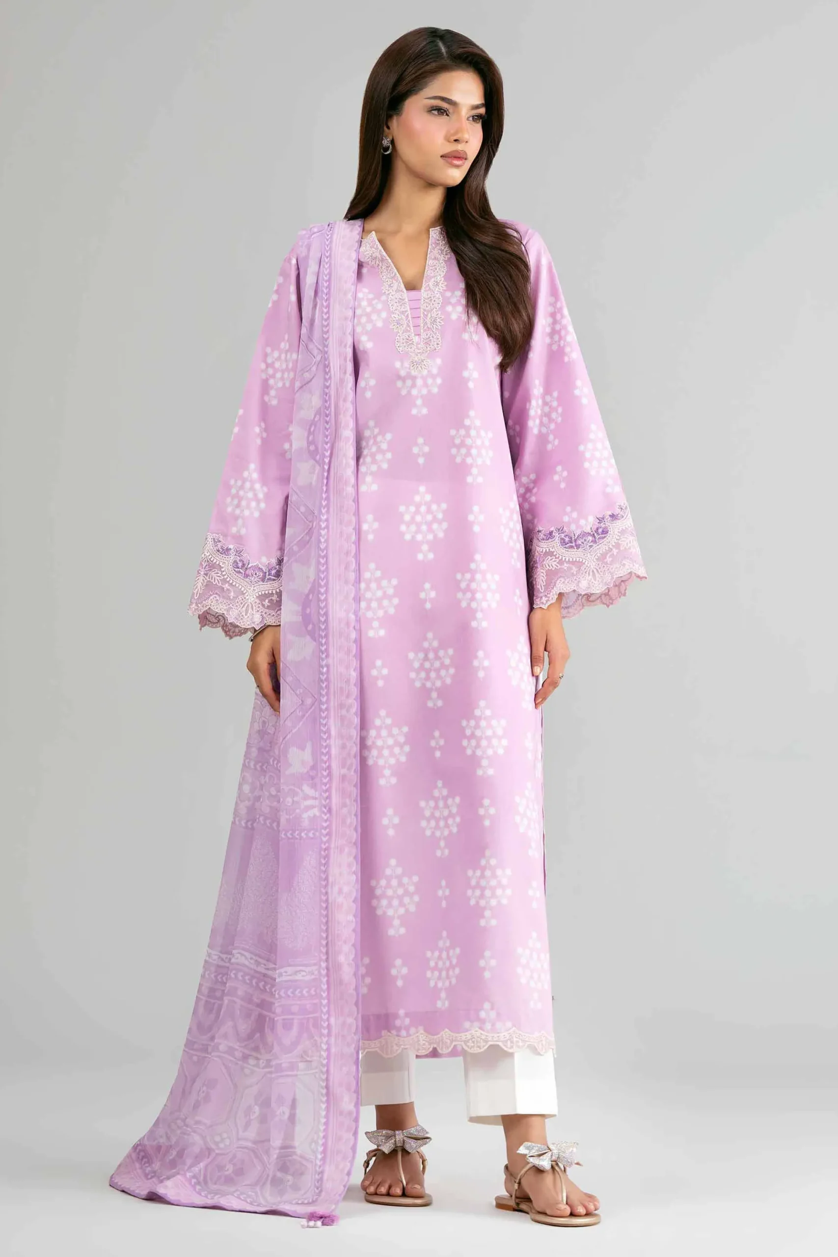 2 Piece - Digital Printed Embroidered Suit - 42601589