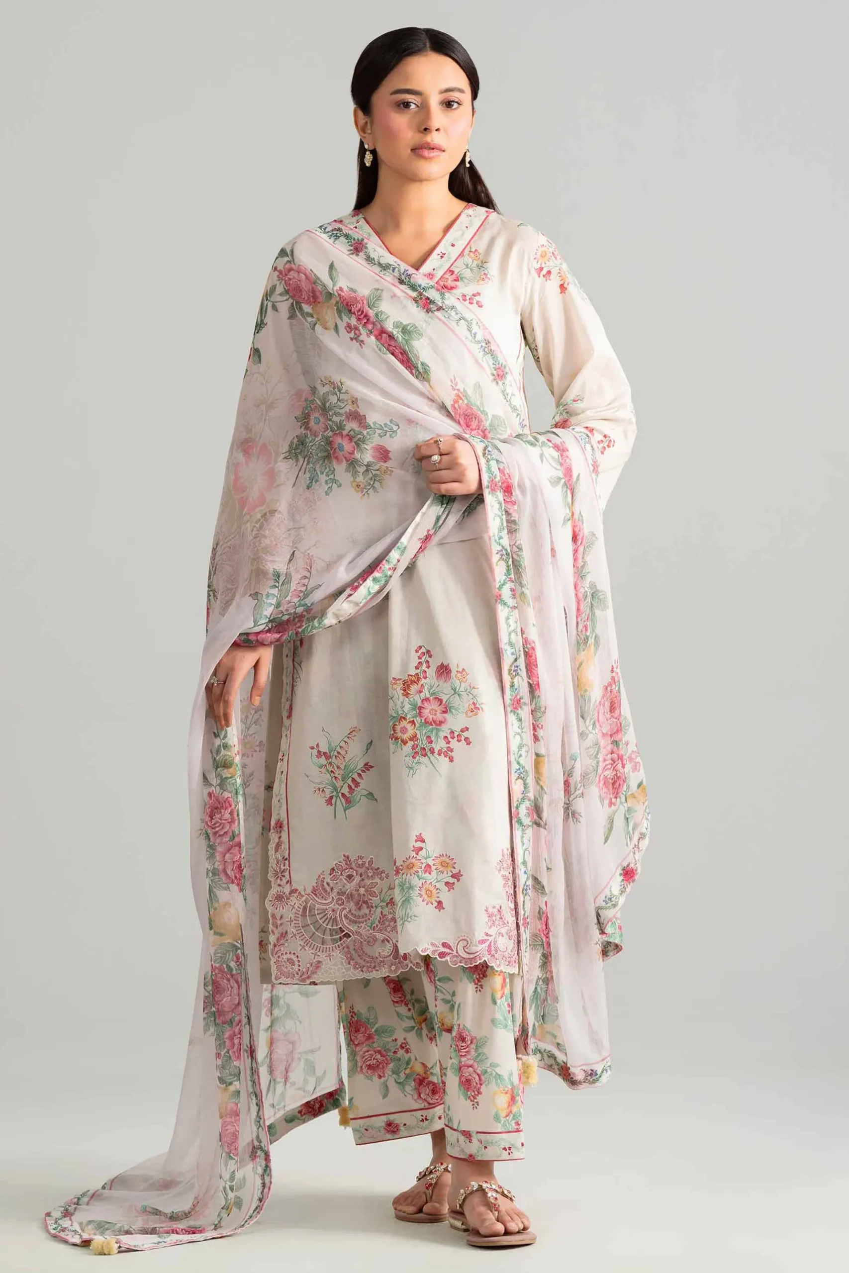 3 Piece - Digital Printed Embroidered Suit - 42601912