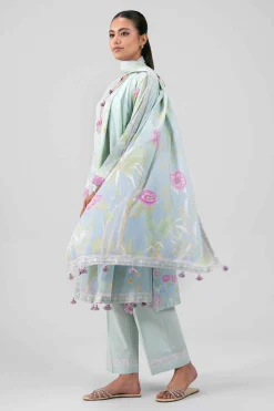 3 Piece - Digital Printed Embroidered Suit - 42601463