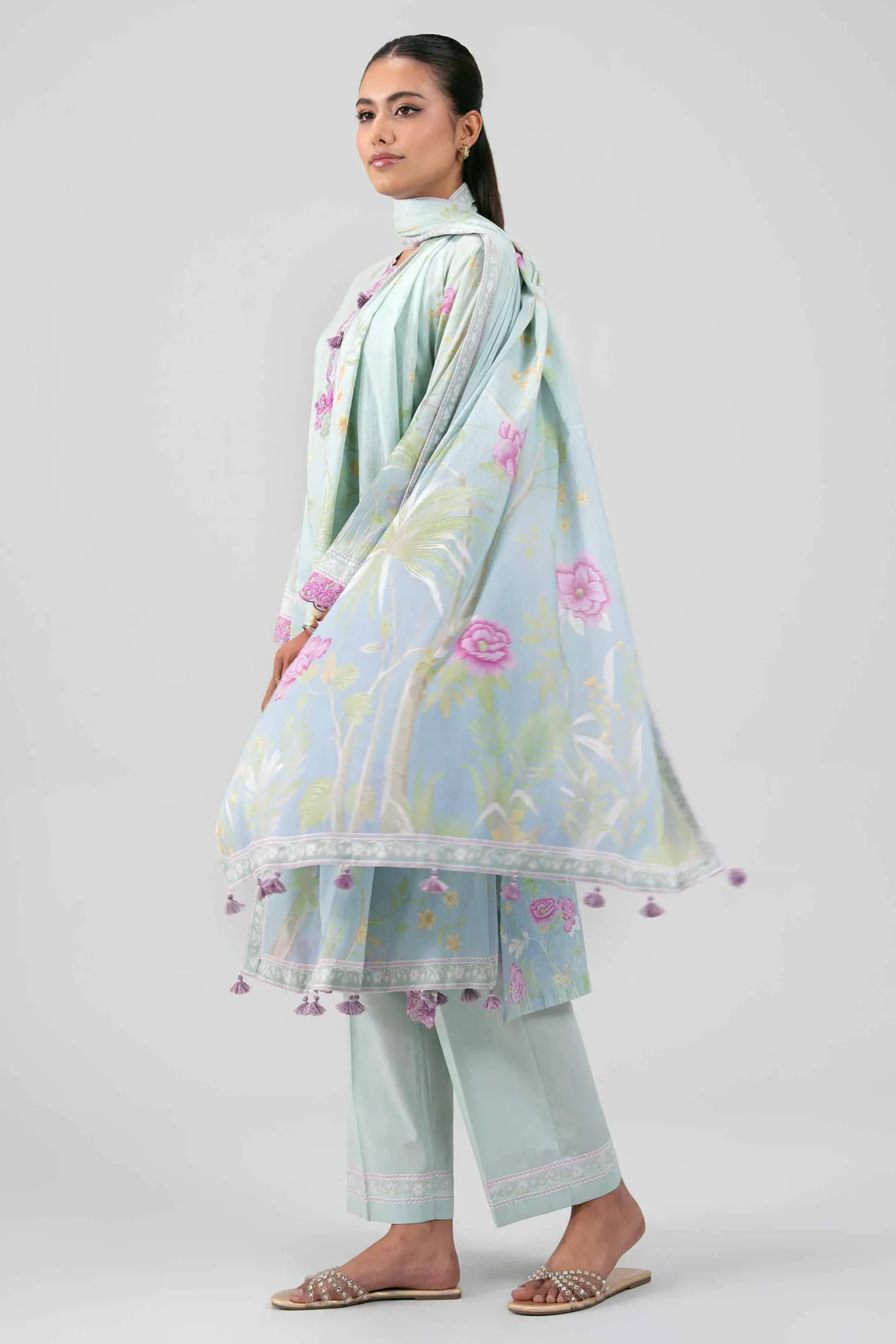 3 Piece - Digital Printed Embroidered Suit - 42601463