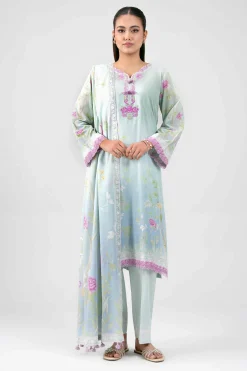 3 Piece - Digital Printed Embroidered Suit - 42601463