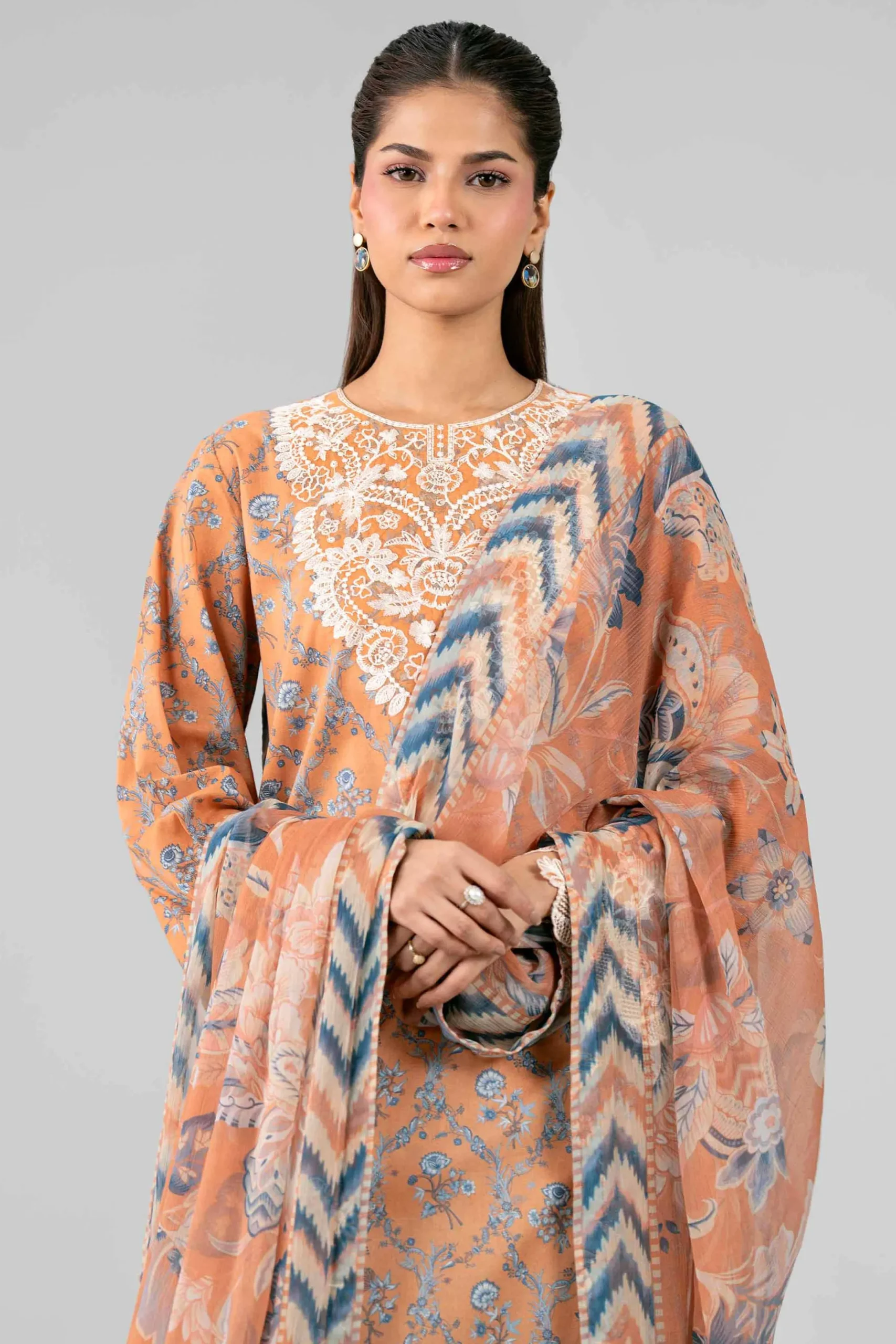 3 Piece - Digital Printed Embroidered Suit - 42601914