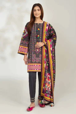 3 Piece - Digital Printed Embroidered Suit - 42502637