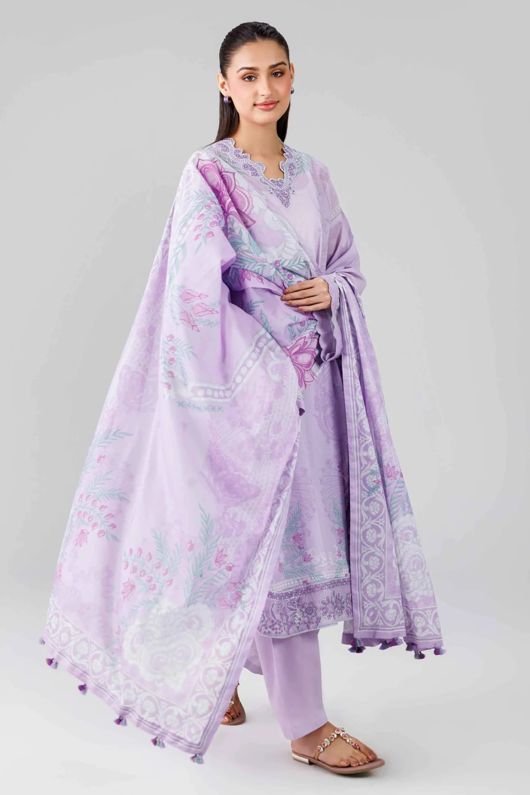 3 Piece - Digital Printed Embroidered Suit - 42601836