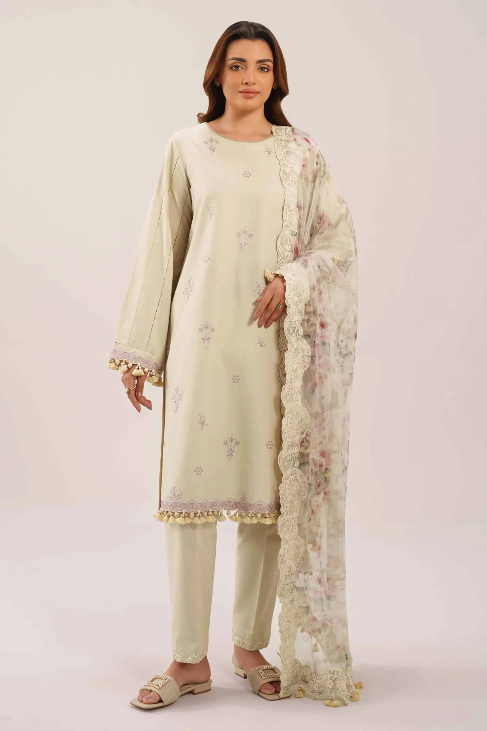 3 Piece - Digital Printed Embroidered Suit - 42601234