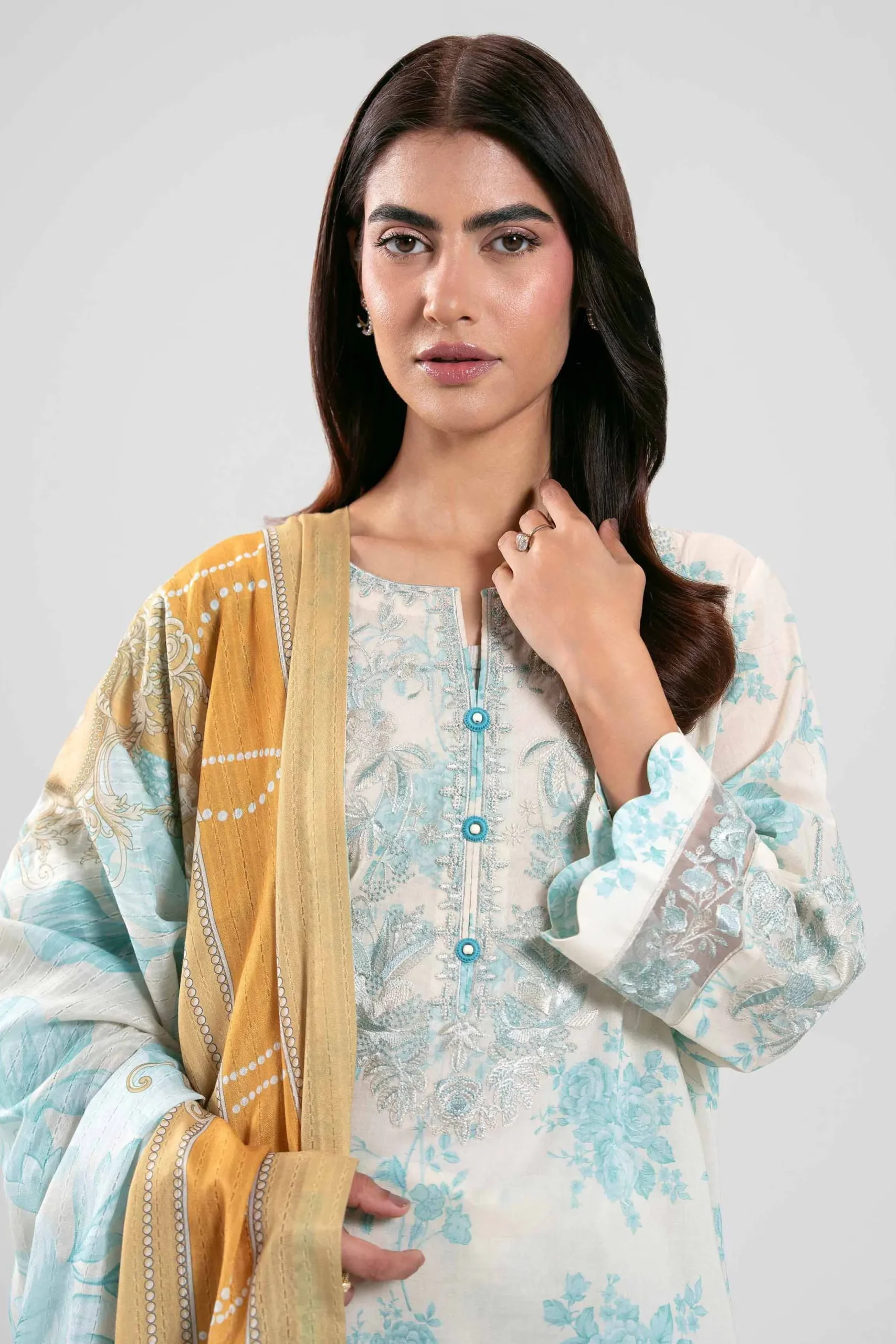 3 Piece - Digital Printed Embroidered Suit - 42601206