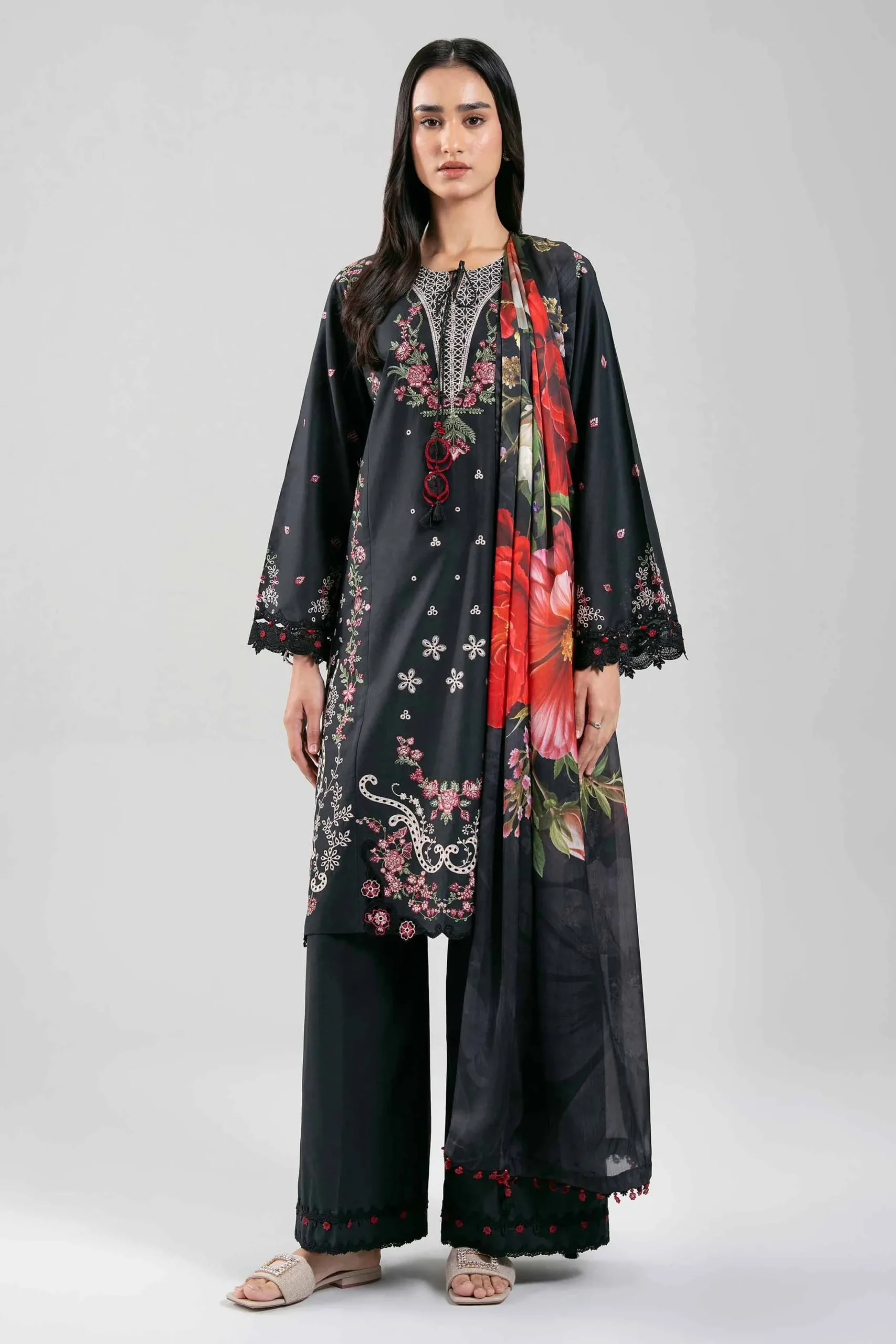 3 Piece - Digital Printed Embroidered Suit - 42601308
