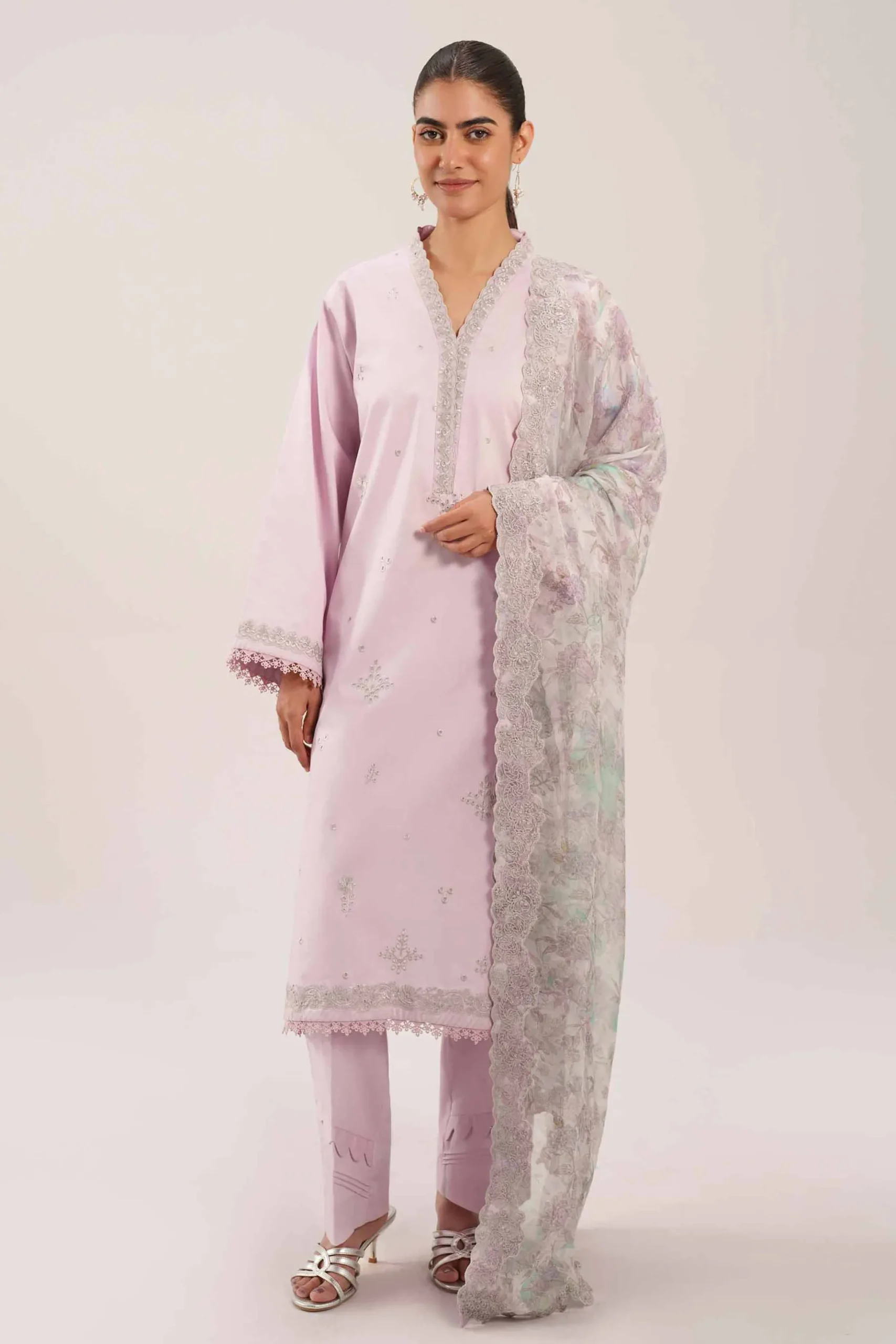 3 Piece - Digital Printed Embroidered Suit - 42601235