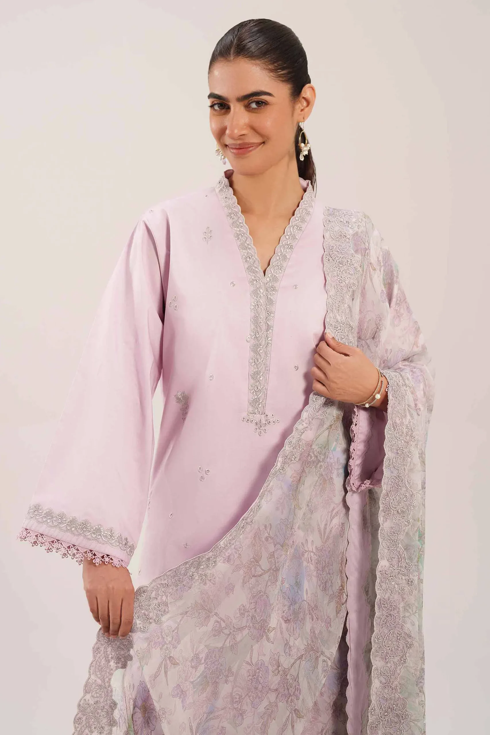 3 Piece - Digital Printed Embroidered Suit - 42601235