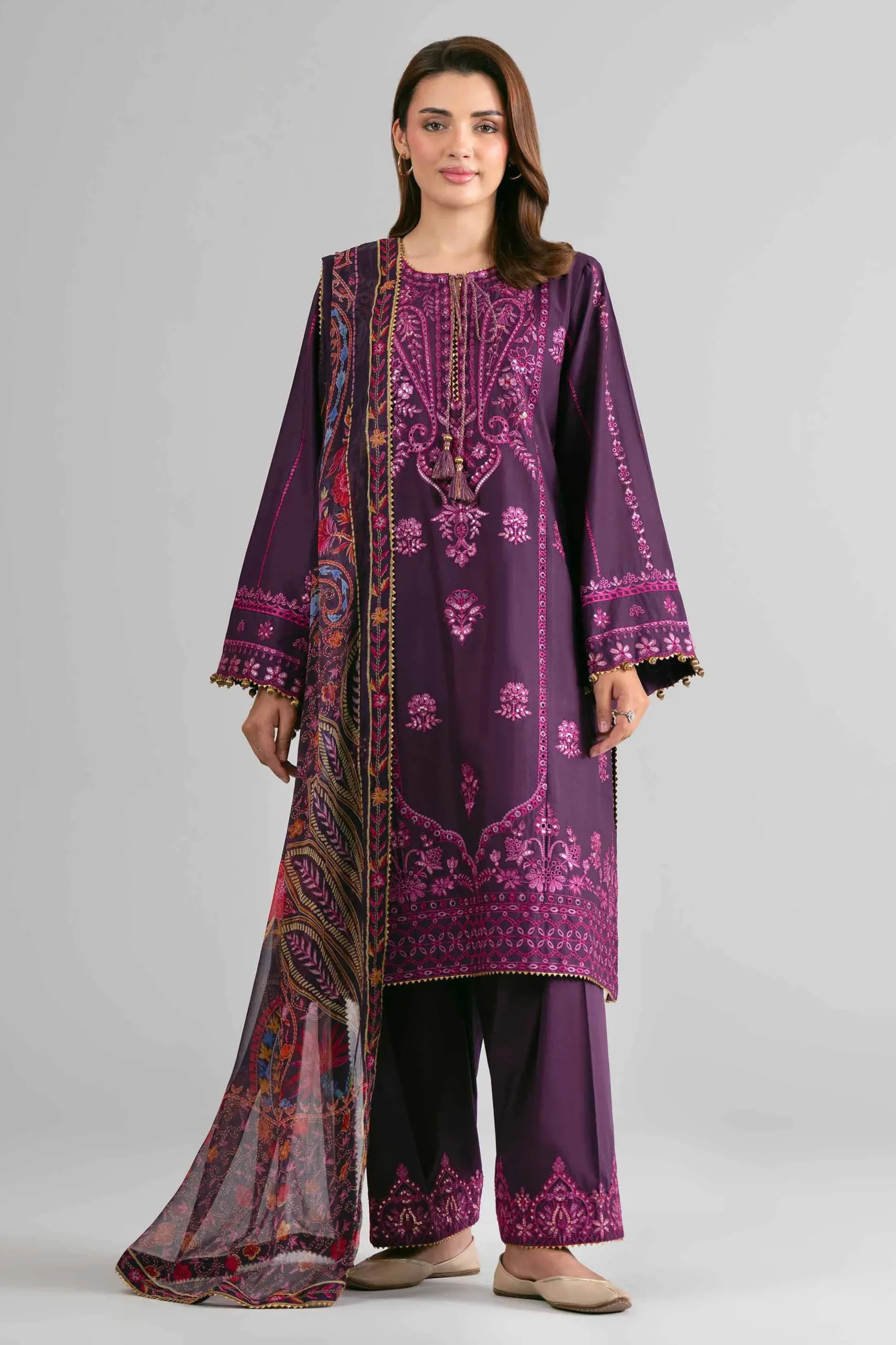 3 Piece - Digital Printed Embroidered Suit - 42601701