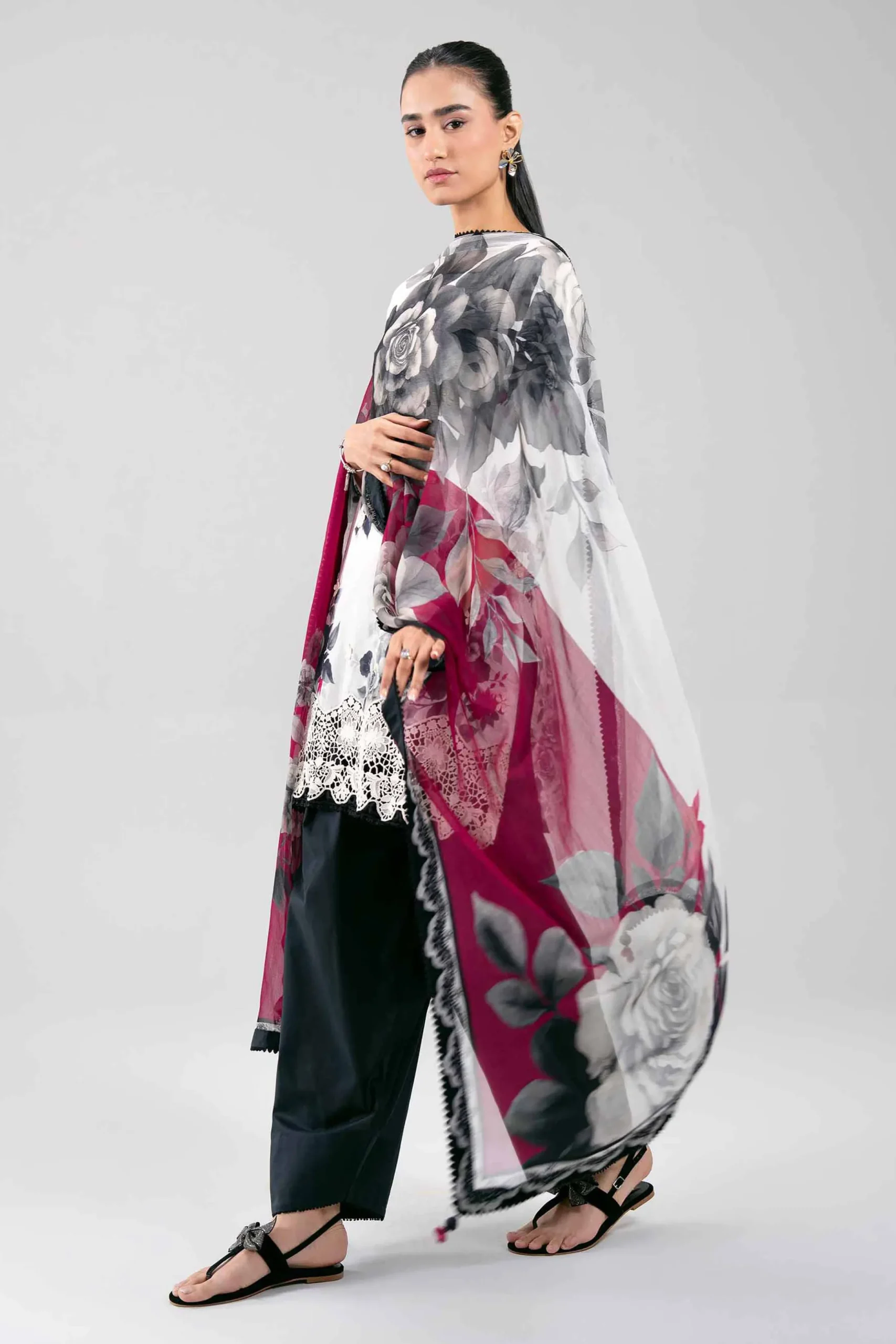 3 Piece - Digital Printed Embroidered Suit - 42601332