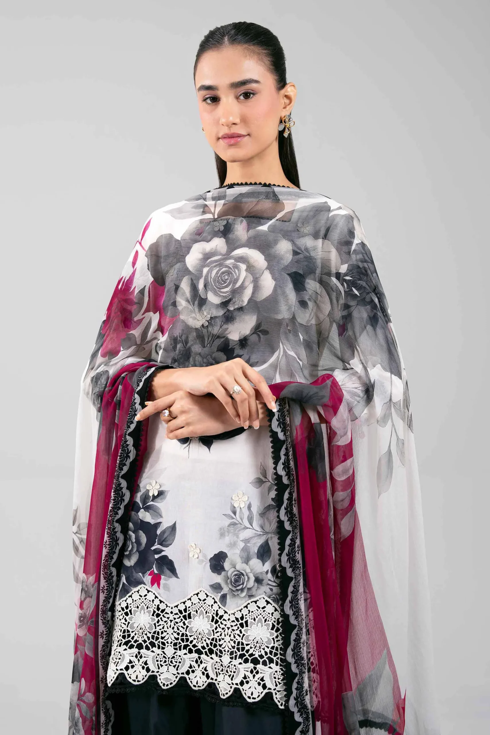 3 Piece - Digital Printed Embroidered Suit - 42601332