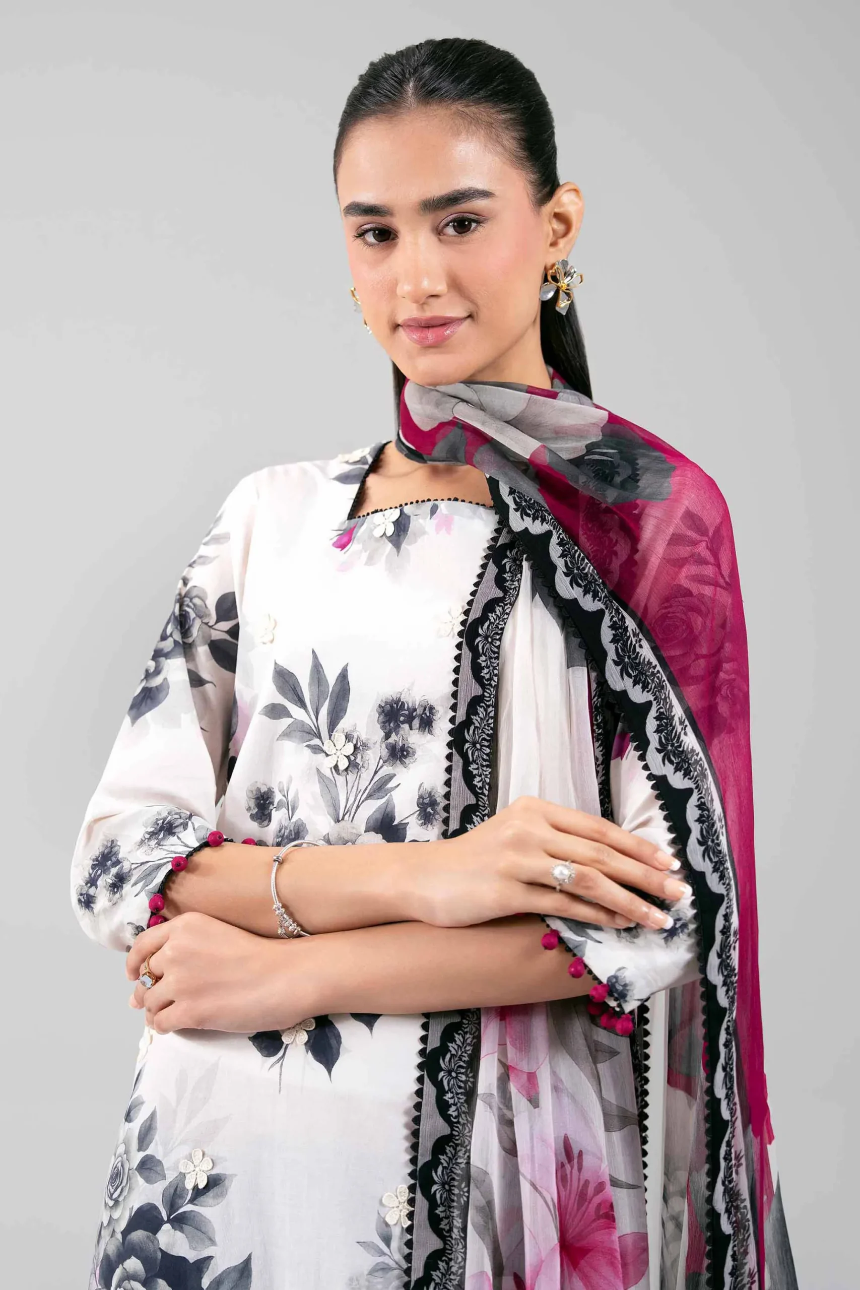 3 Piece - Digital Printed Embroidered Suit - 42601332