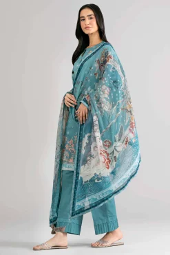 3 Piece - Digital Printed Embroidered Suit - 42601748