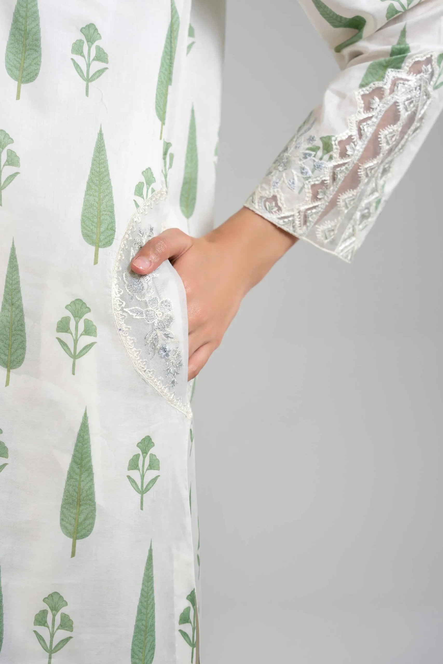 3 Piece - Digital Printed Embroidered Suit - 42601357