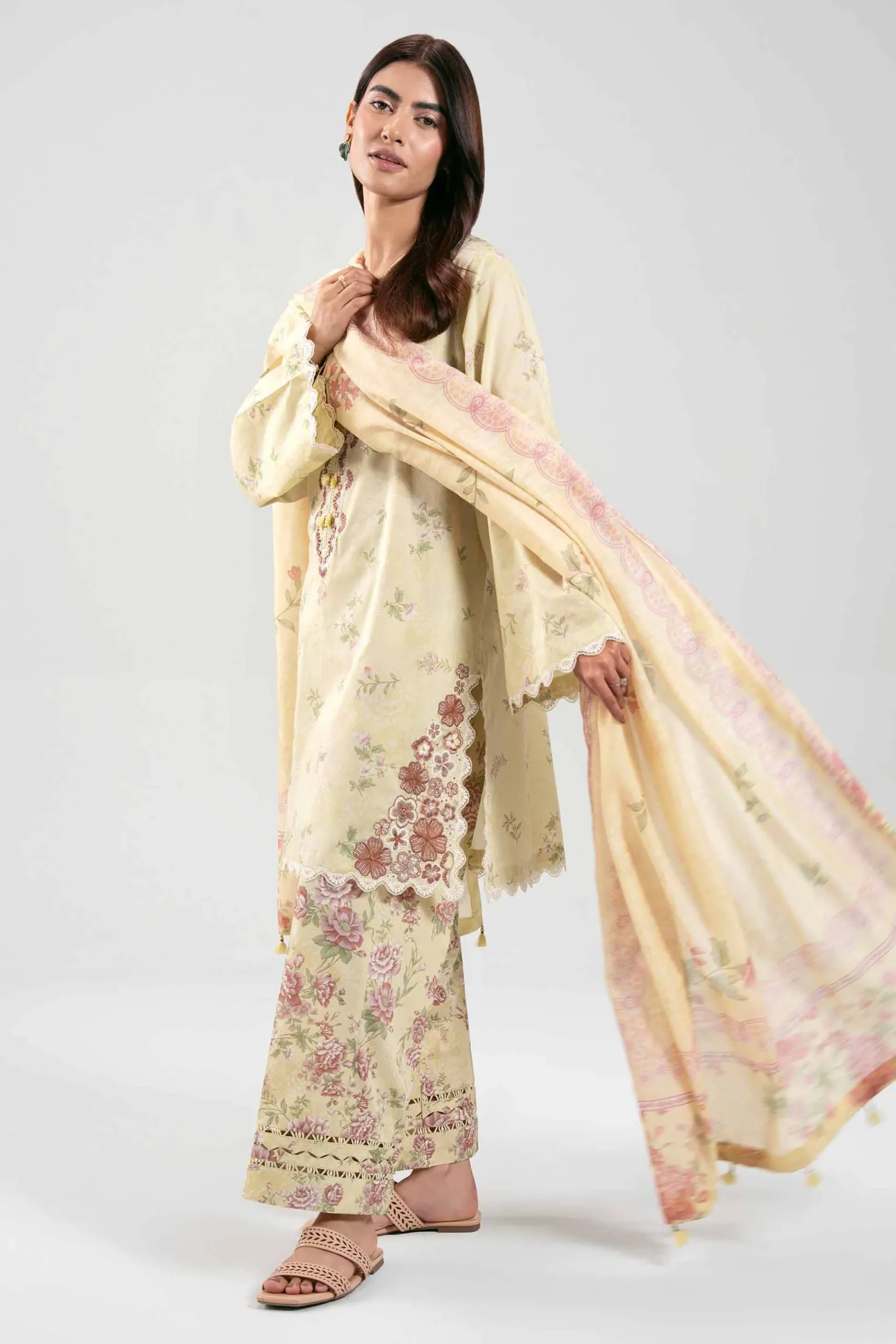 3 Piece - Digital Printed Embroidered Suit - 42601360