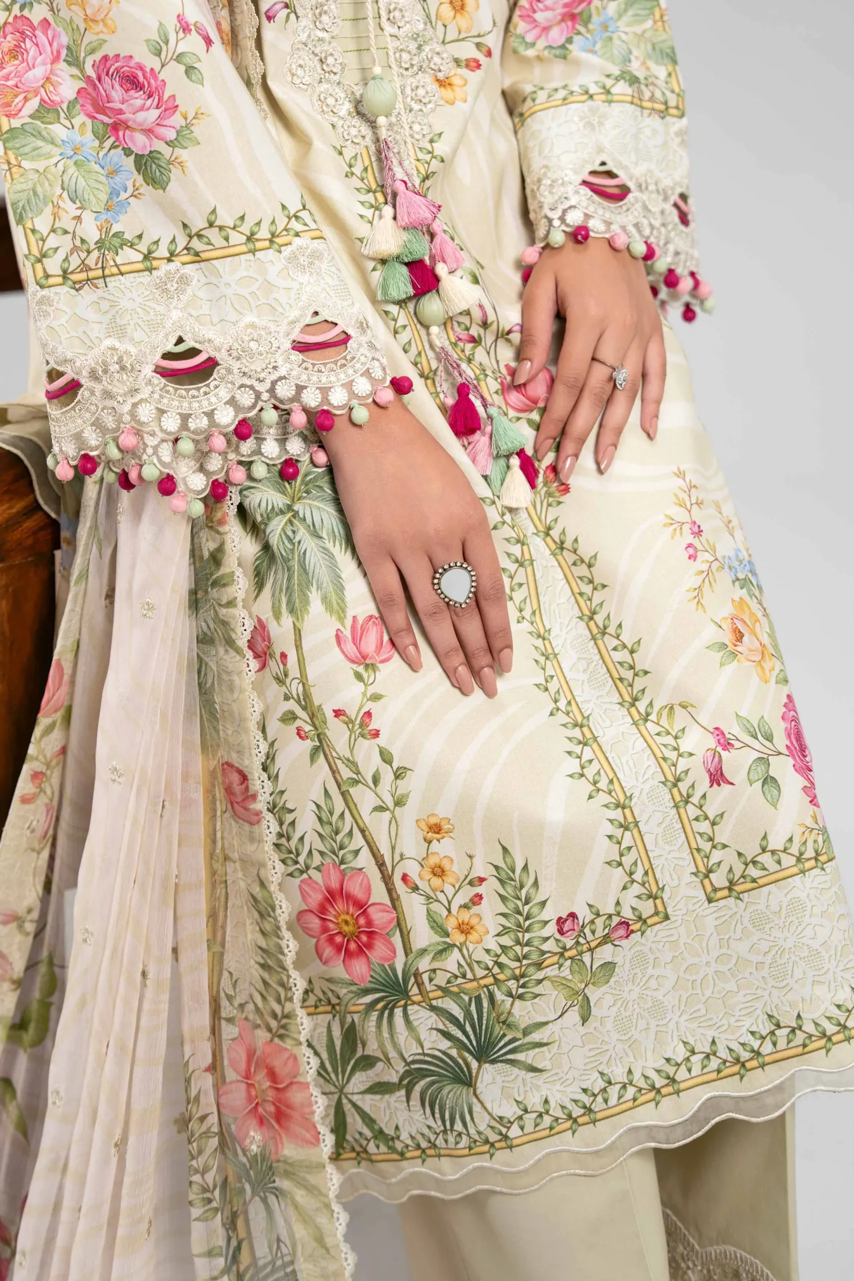 3 Piece - Digital Printed Embroidered Suit - 42601328
