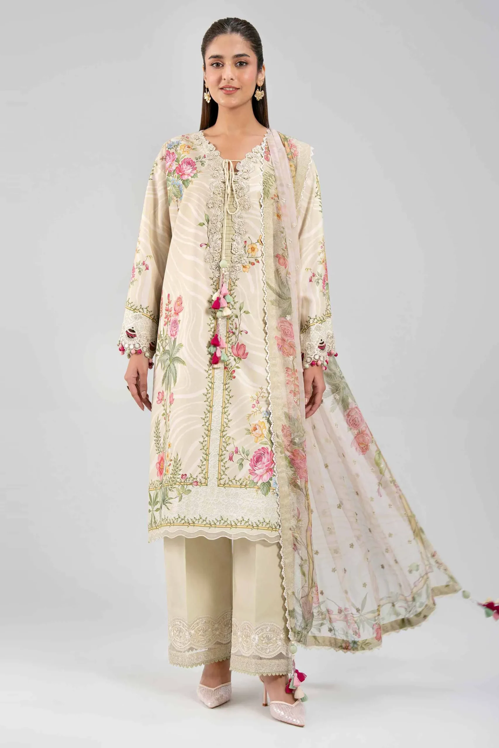 3 Piece - Digital Printed Embroidered Suit - 42601328