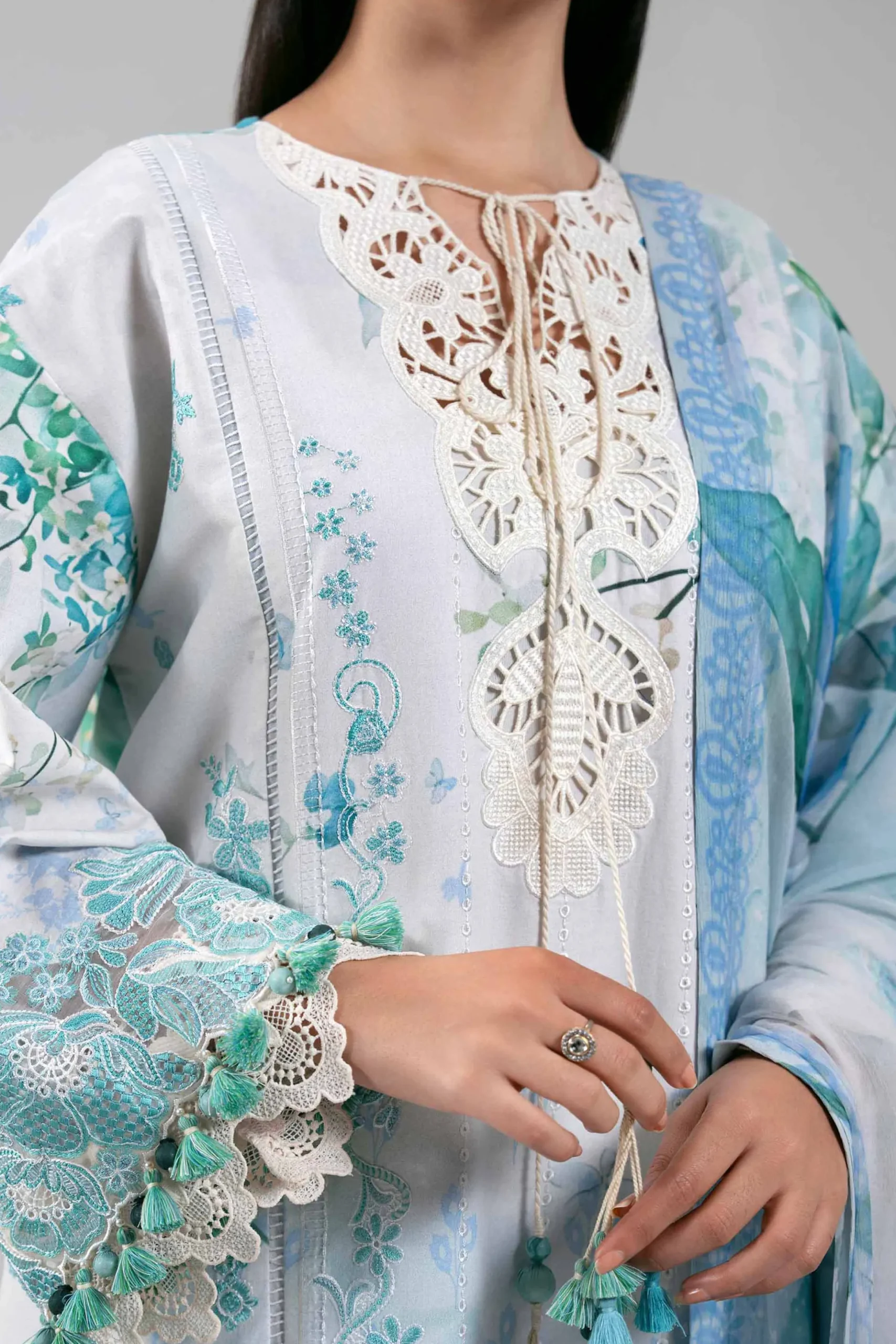 3 Piece - Digital Printed Embroidered Suit - 42601330