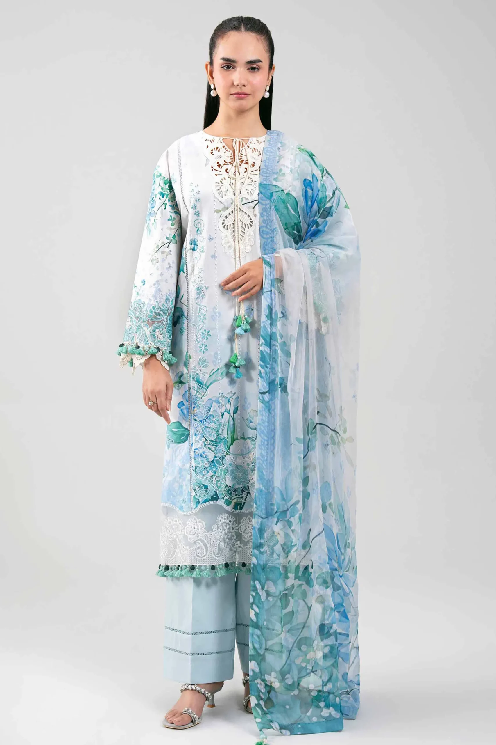 3 Piece - Digital Printed Embroidered Suit - 42601330