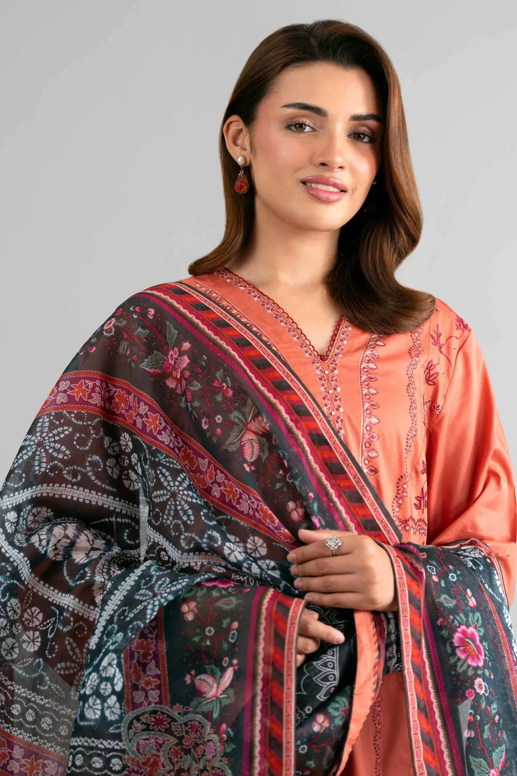 3 Piece - Digital Printed Embroidered Suit - 42601711