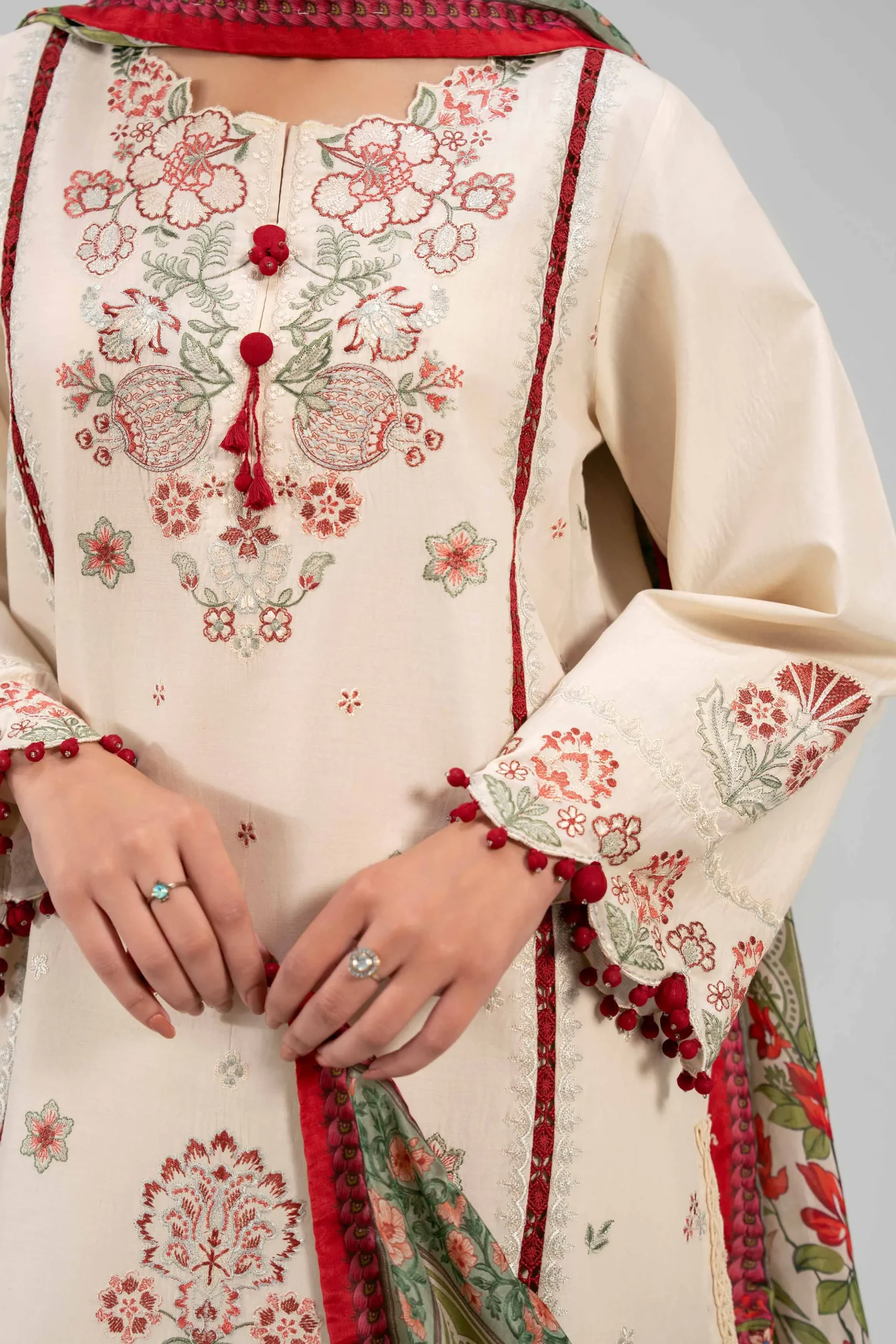 3 Piece - Digital Printed Embroidered Suit - 42601322