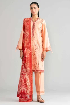 3 Piece - Digital Printed Embroidered Suit - 42601553
