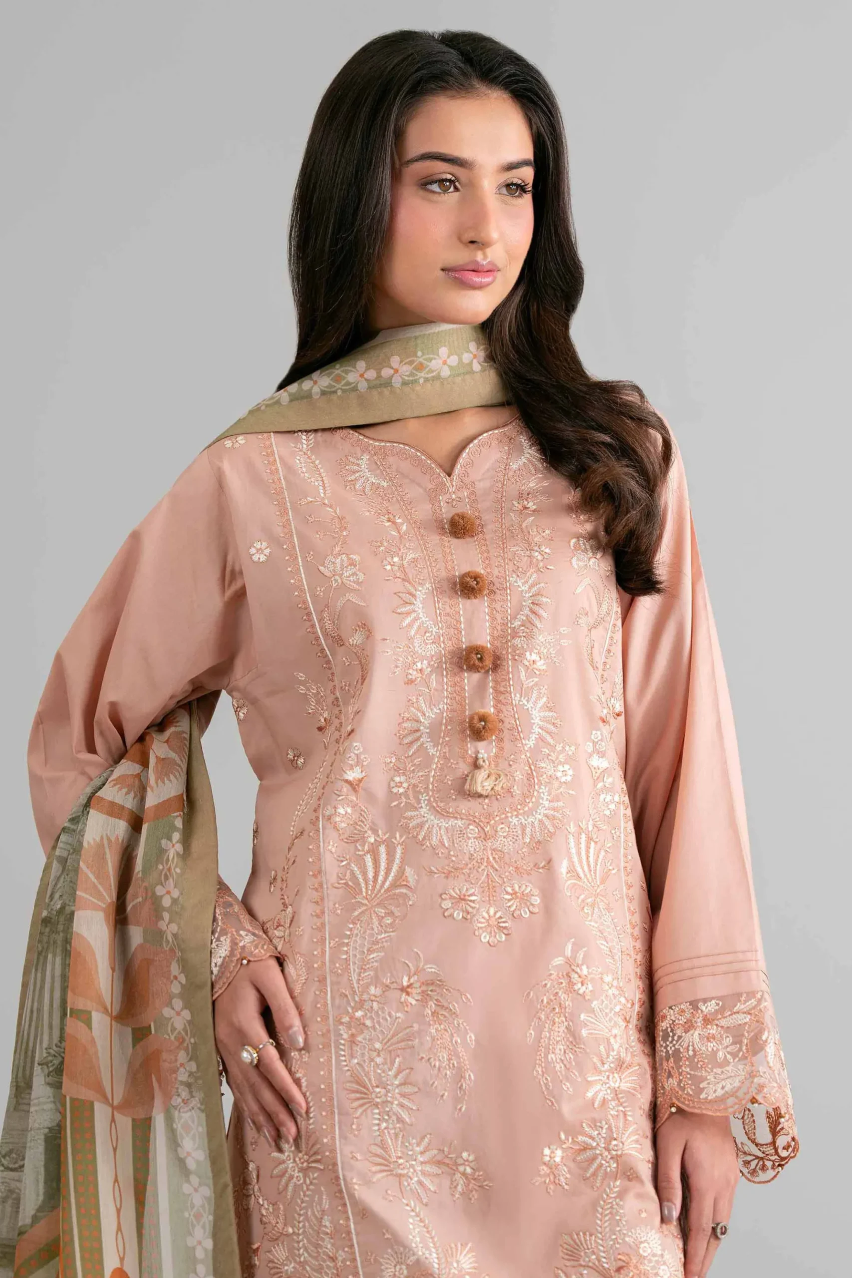 3 Piece - Digital Printed Embroidered Suit - 42601705
