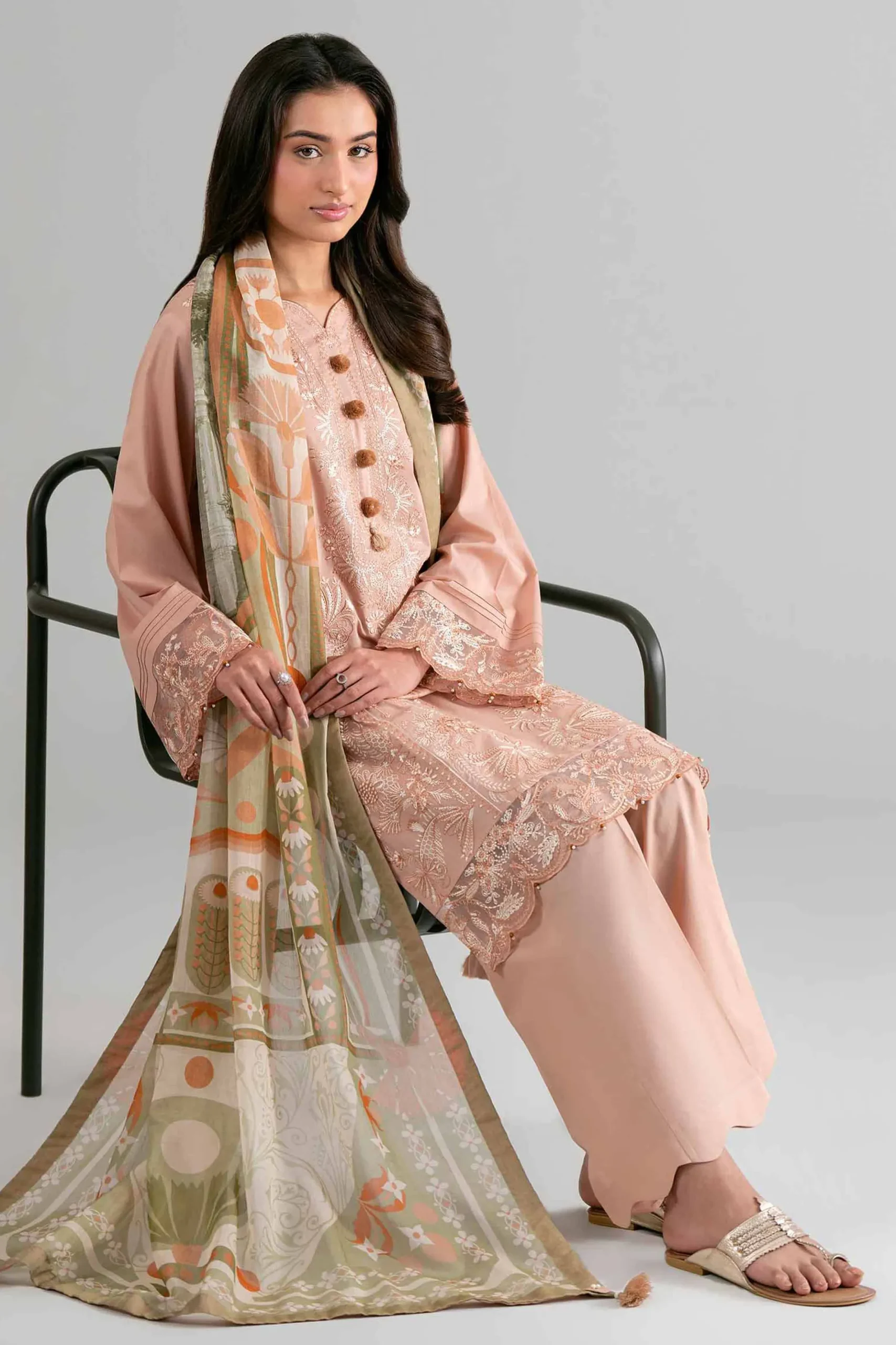 3 Piece - Digital Printed Embroidered Suit - 42601705
