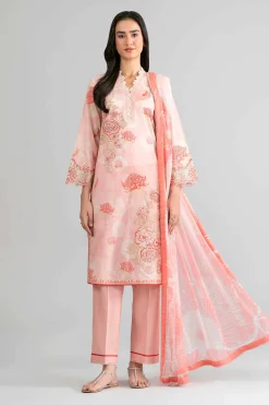 3 Piece - Digital Printed Embroidered Suit - 42601756