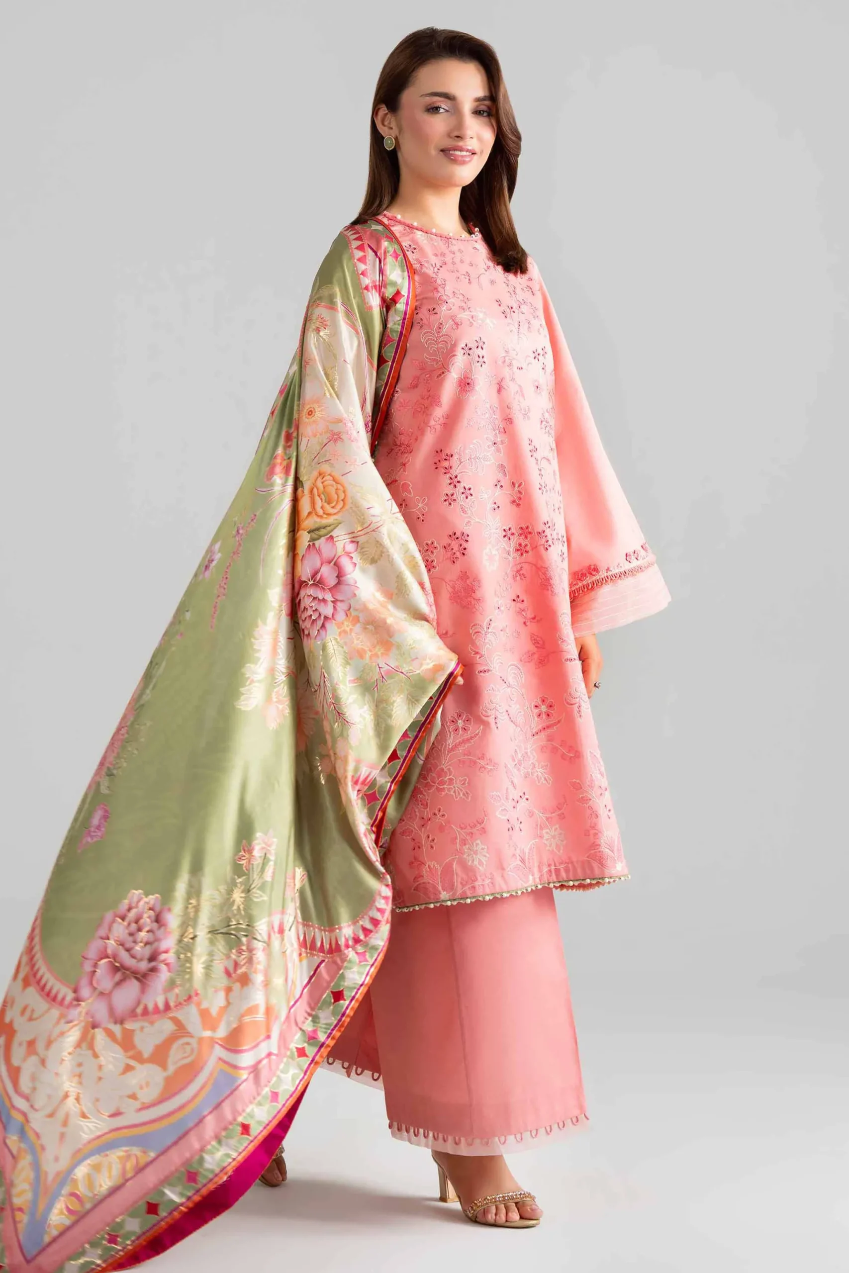 3 Piece - Digital Printed Embroidered Suit - 42601923