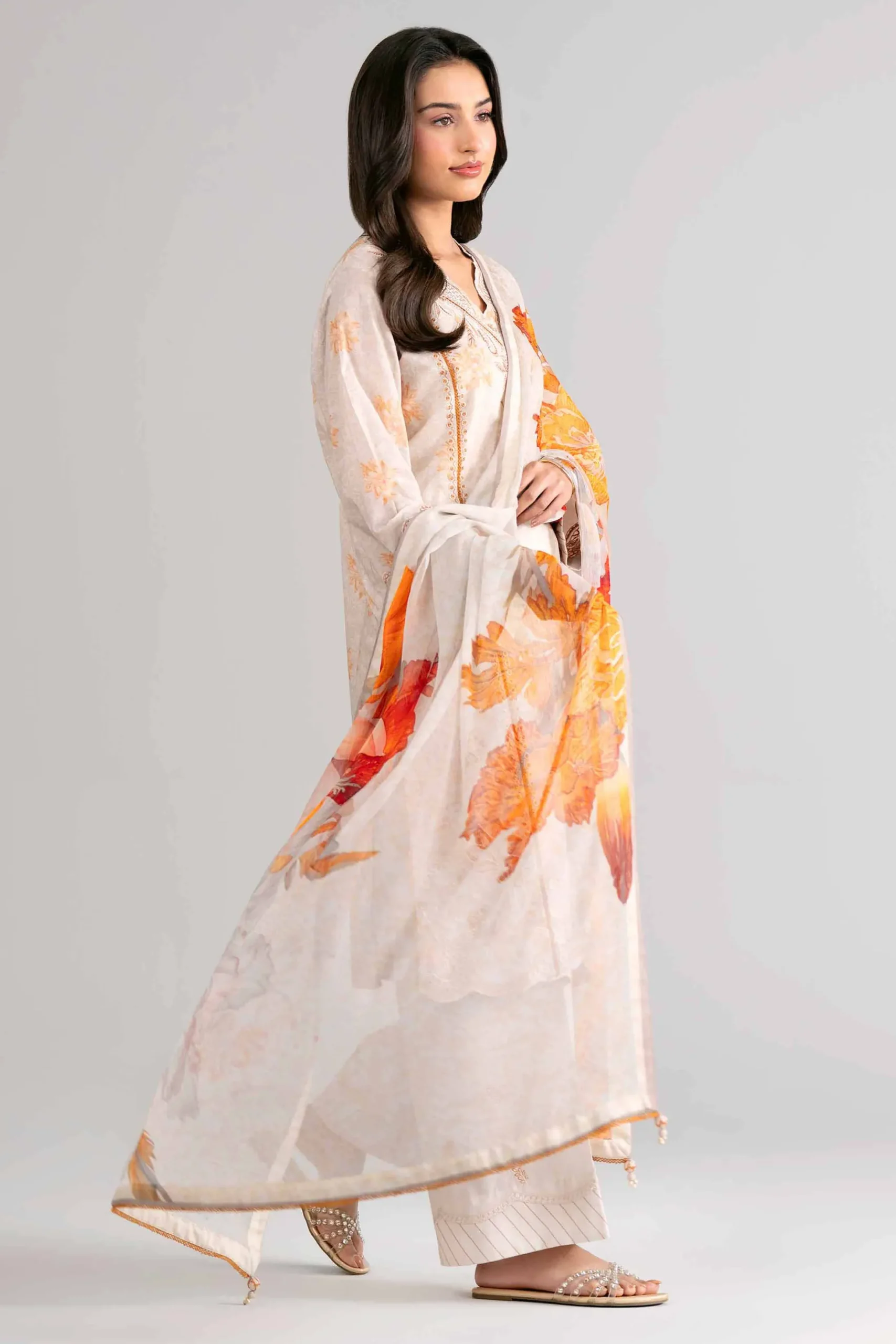 3 Piece - Digital Printed Embroidered Suit - 42601739