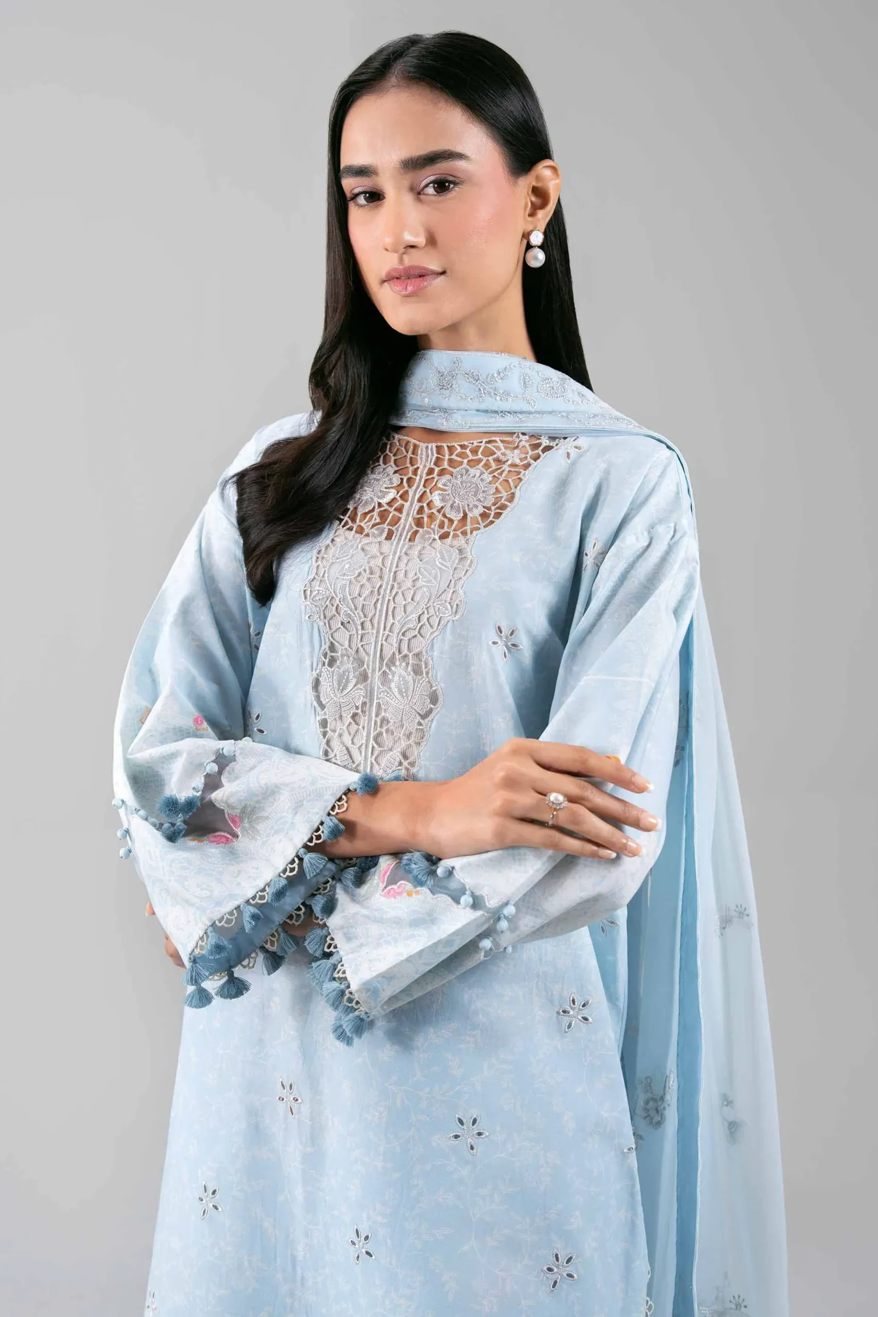 3 Piece - Digital Printed Embroidered Suit - 42601387
