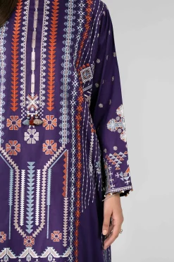 3 Piece - Digital Printed Embroidered Suit - 42601772
