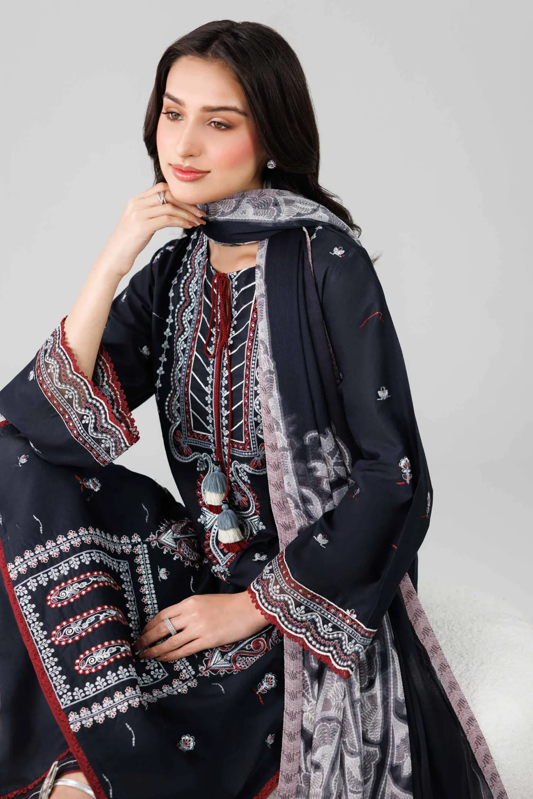 3 Piece - Digital Printed Embroidered Suit - 42601833