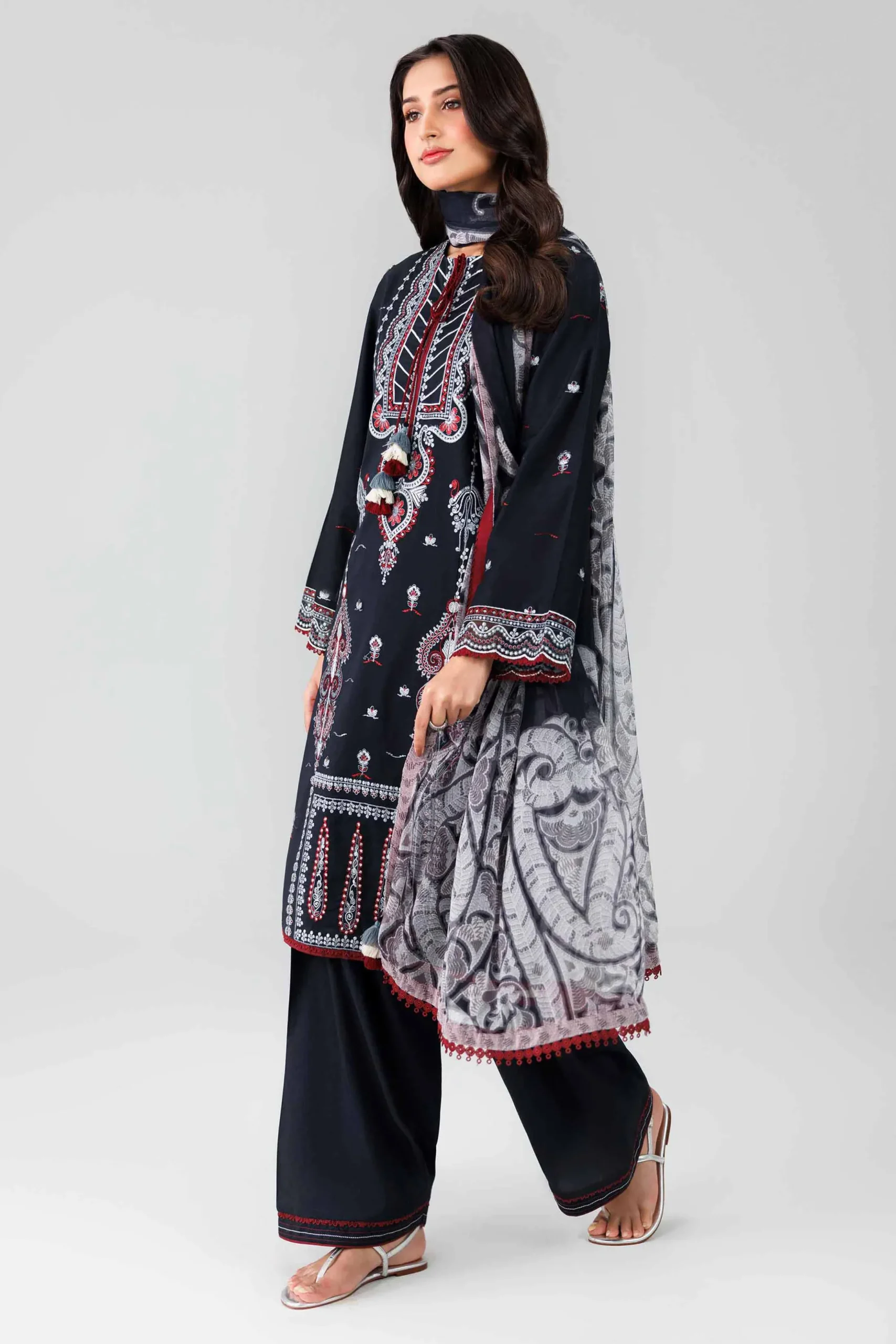 3 Piece - Digital Printed Embroidered Suit - 42601833