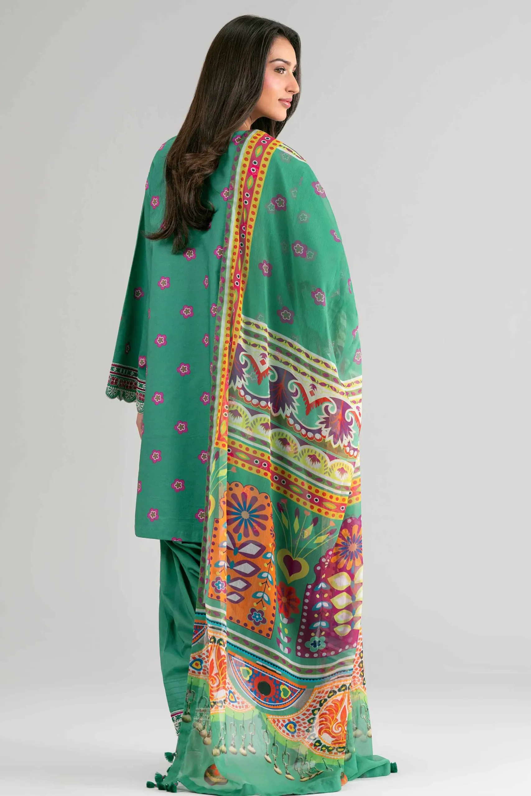 2 Piece - Digital Printed Embroidered Suit - 42601592