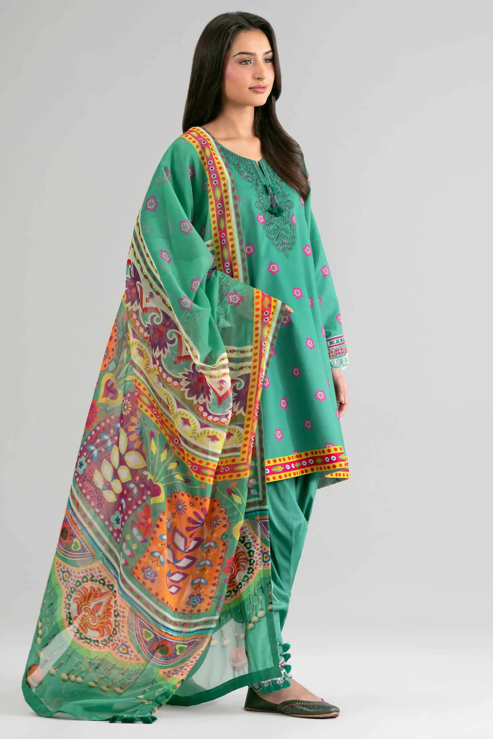 2 Piece - Digital Printed Embroidered Suit - 42601592