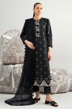 3 Piece - Dyed Printed Embroidered Suit - 42502027