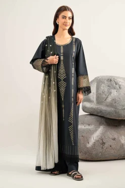 3 Piece - Dyed Printed Embroidered Suit - 42502025
