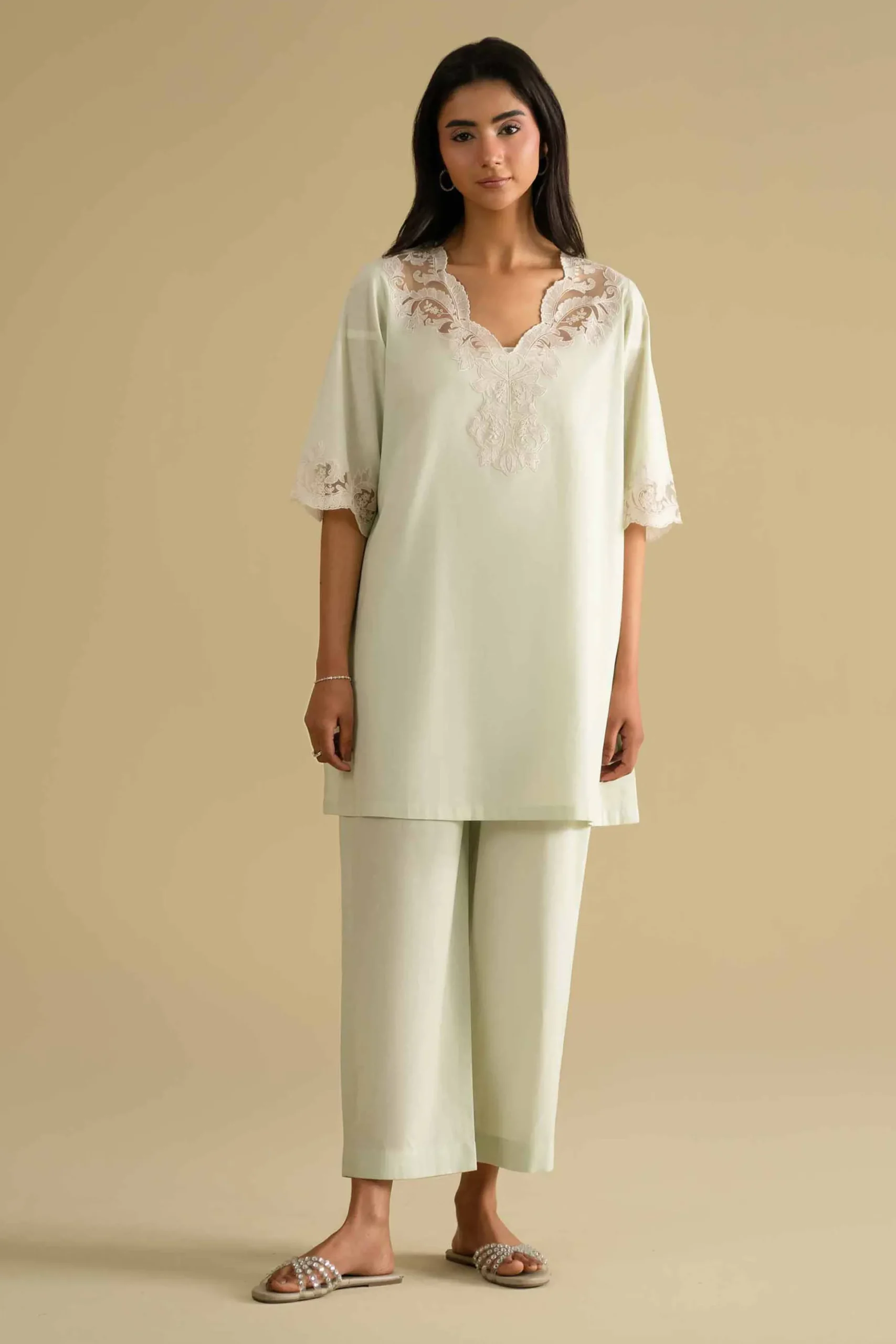 2 Piece - Embroidered Loungewear - KLS26-04