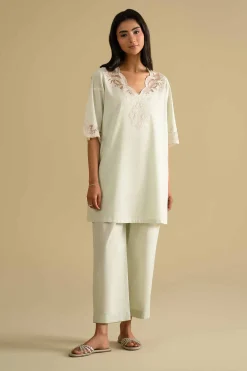 2 Piece - Embroidered Loungewear - KLS26-04