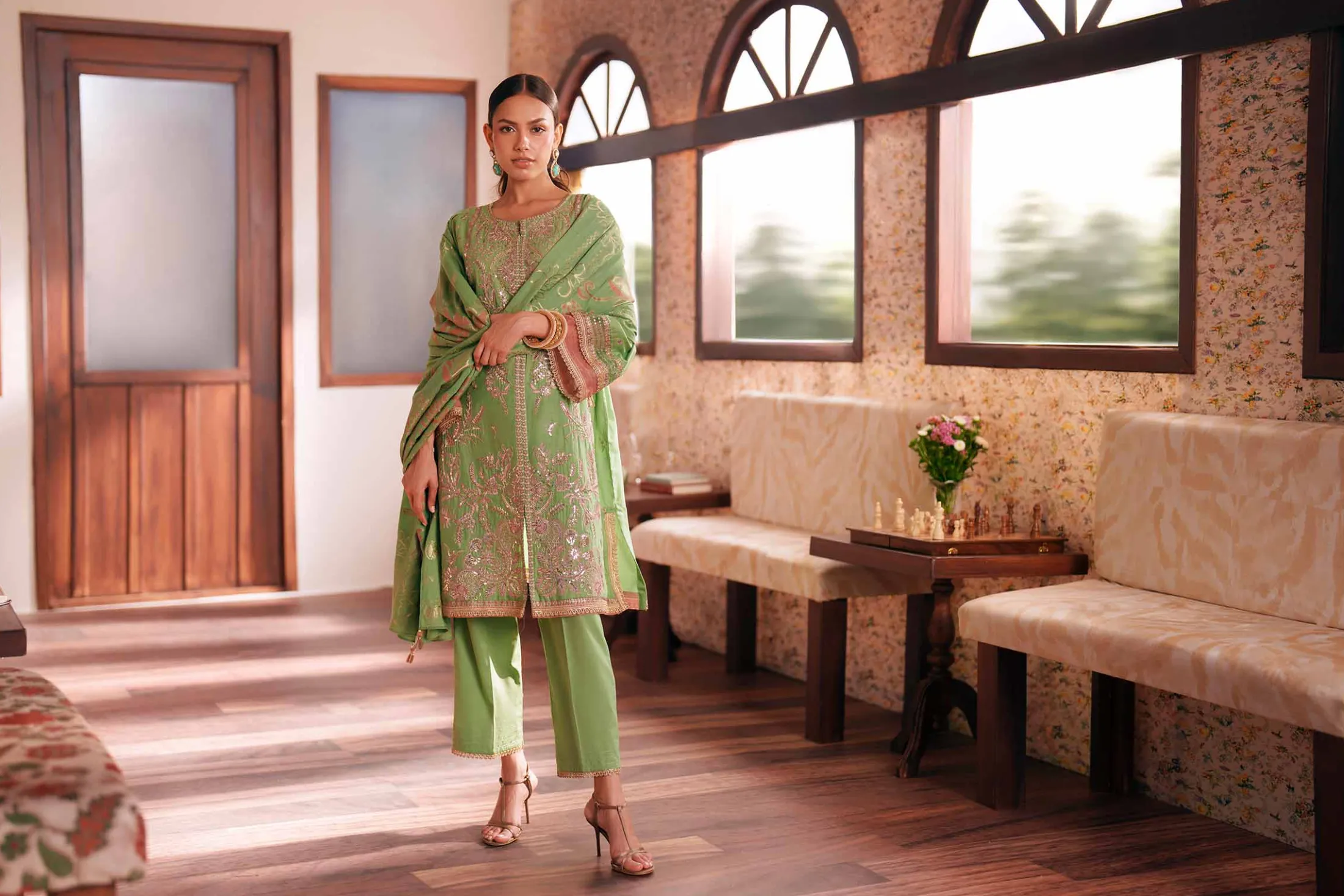3 Piece - Embroidered Suit - PE26-78