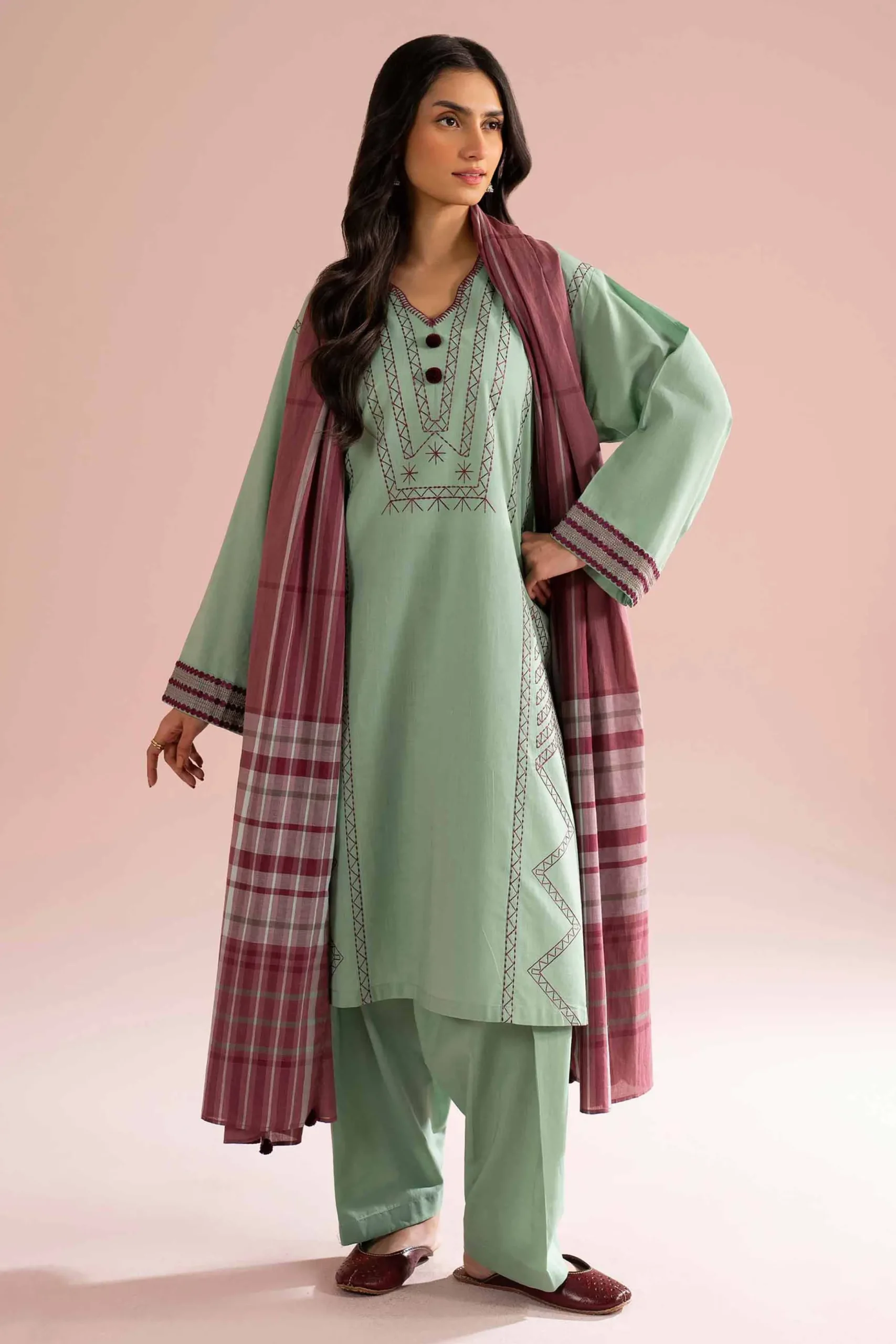 3 Piece - Embroidered Suit - PE26-79