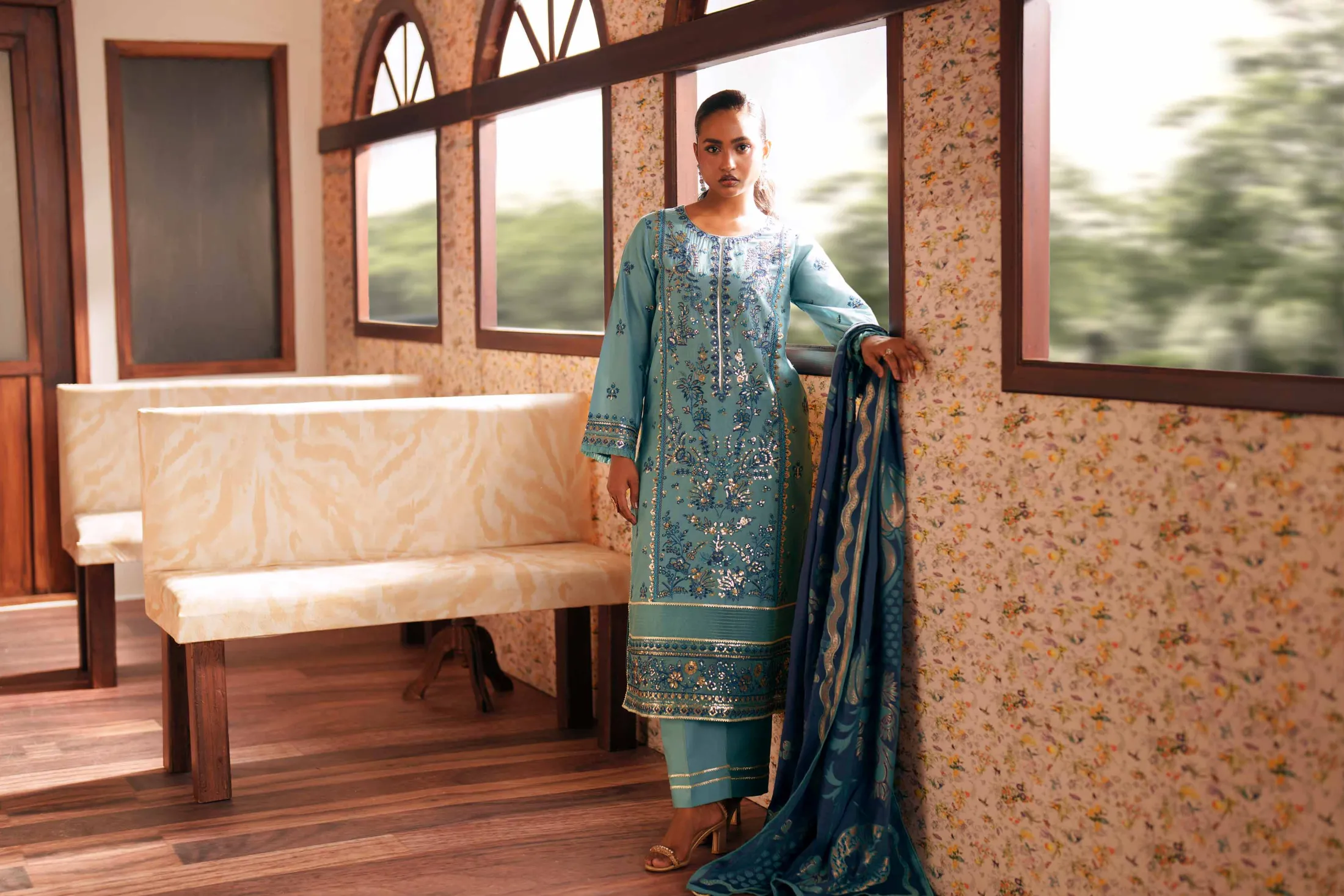 3 Piece - Embroidered Suit - PE26-77