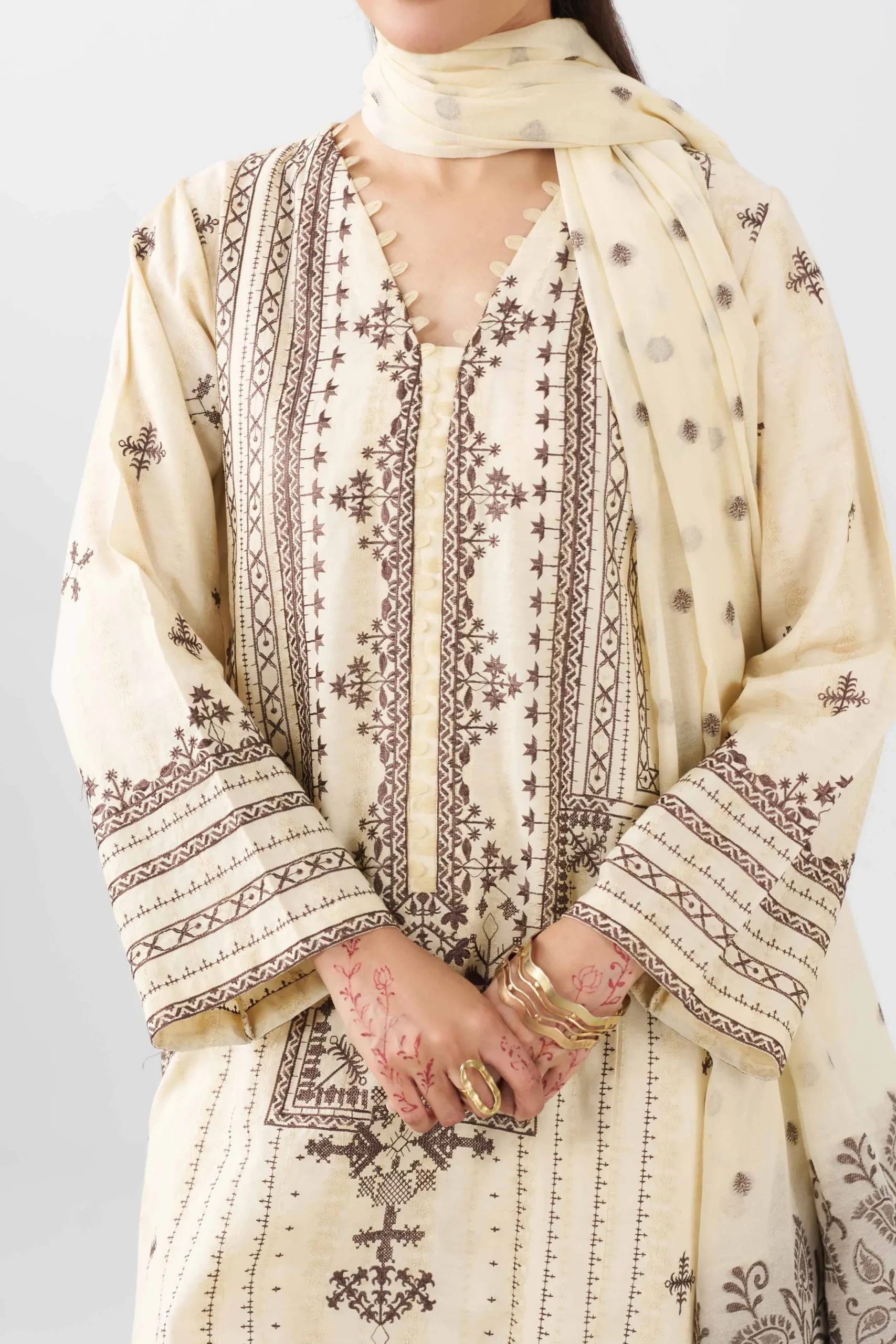 3 Piece - Embroidered Suit - PE26-71